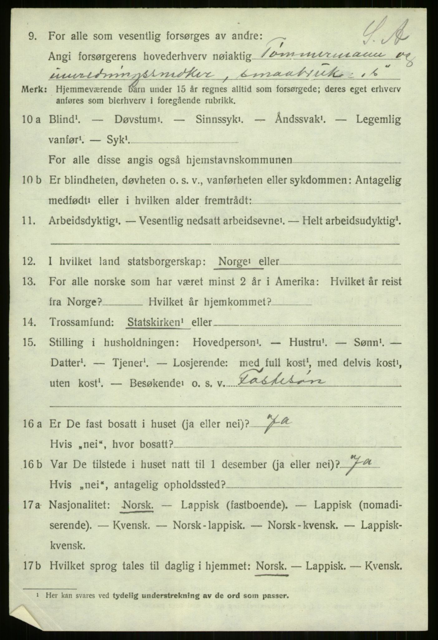 SATØ, 1920 census for Dyrøy, 1920, p. 1654