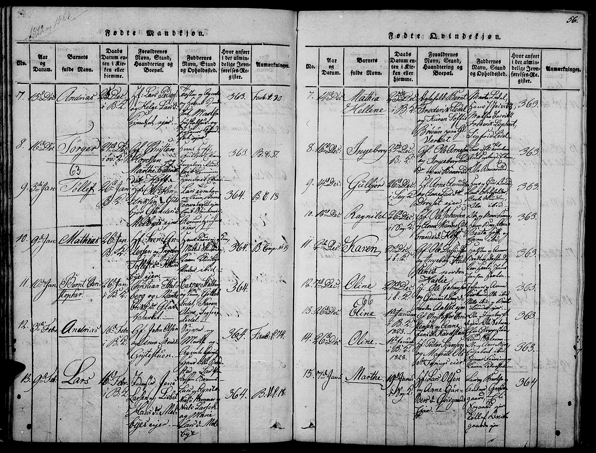 Biri prestekontor, SAH/PREST-096/H/Ha/Haa/L0003: Parish register (official) no. 3, 1814-1828, p. 56
