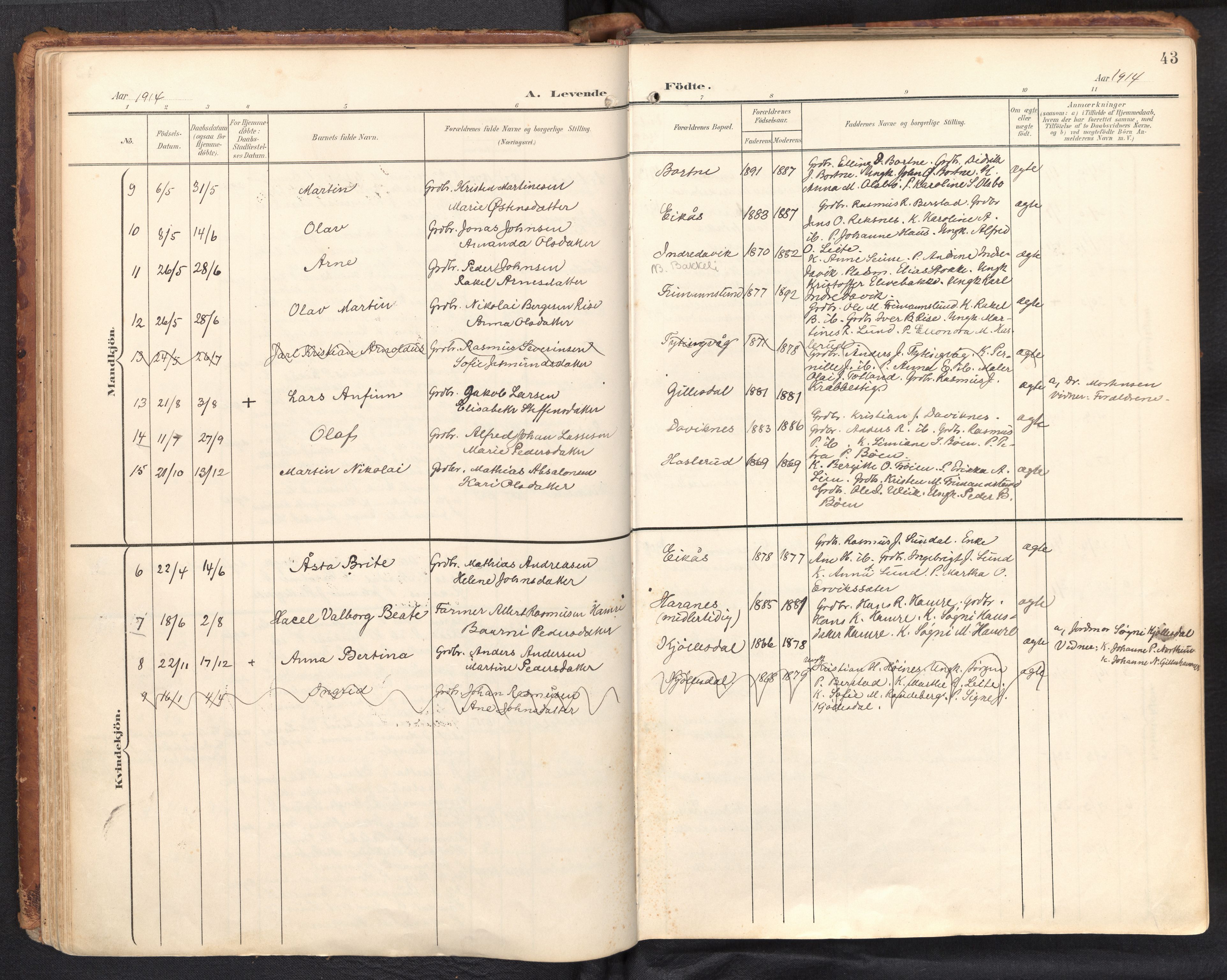 Davik sokneprestembete, AV/SAB-A-79701/H/Haa/Haab/L0002: Parish register (official) no. B 2, 1901-1934, p. 43
