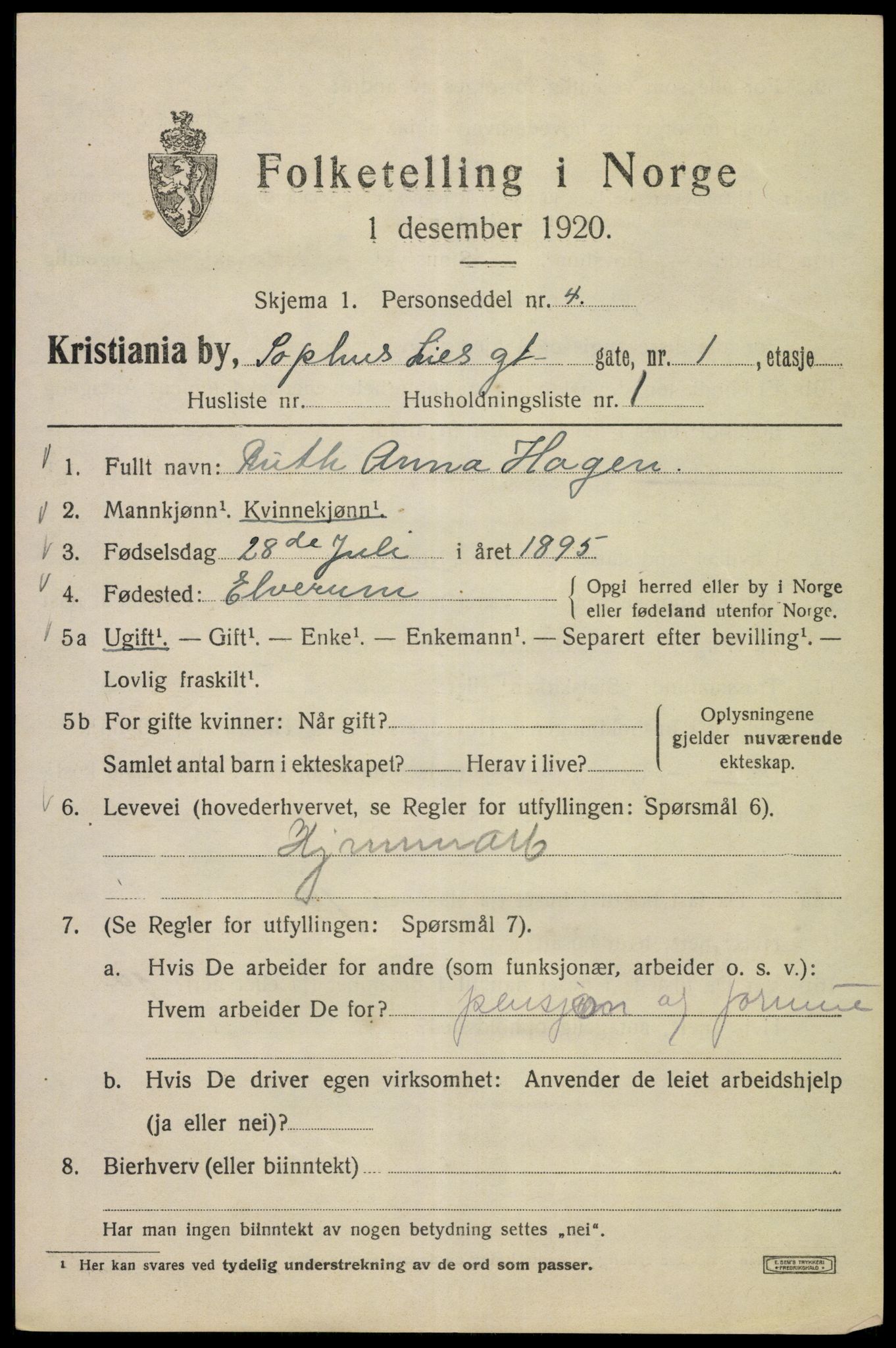 SAO, 1920 census for Kristiania, 1920, p. 528209