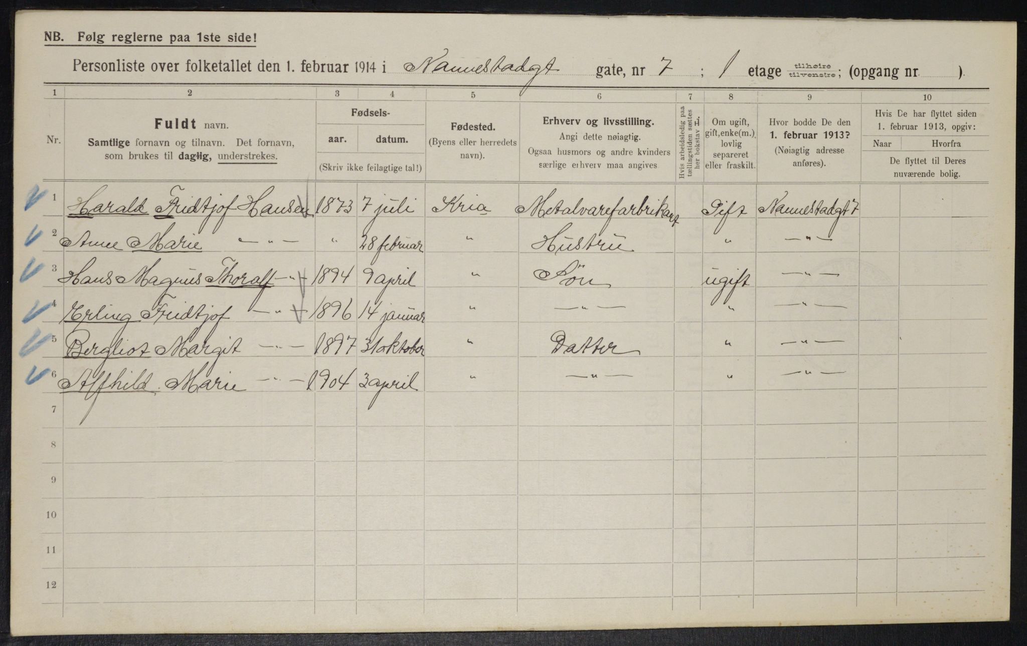 OBA, Municipal Census 1914 for Kristiania, 1914, p. 69148