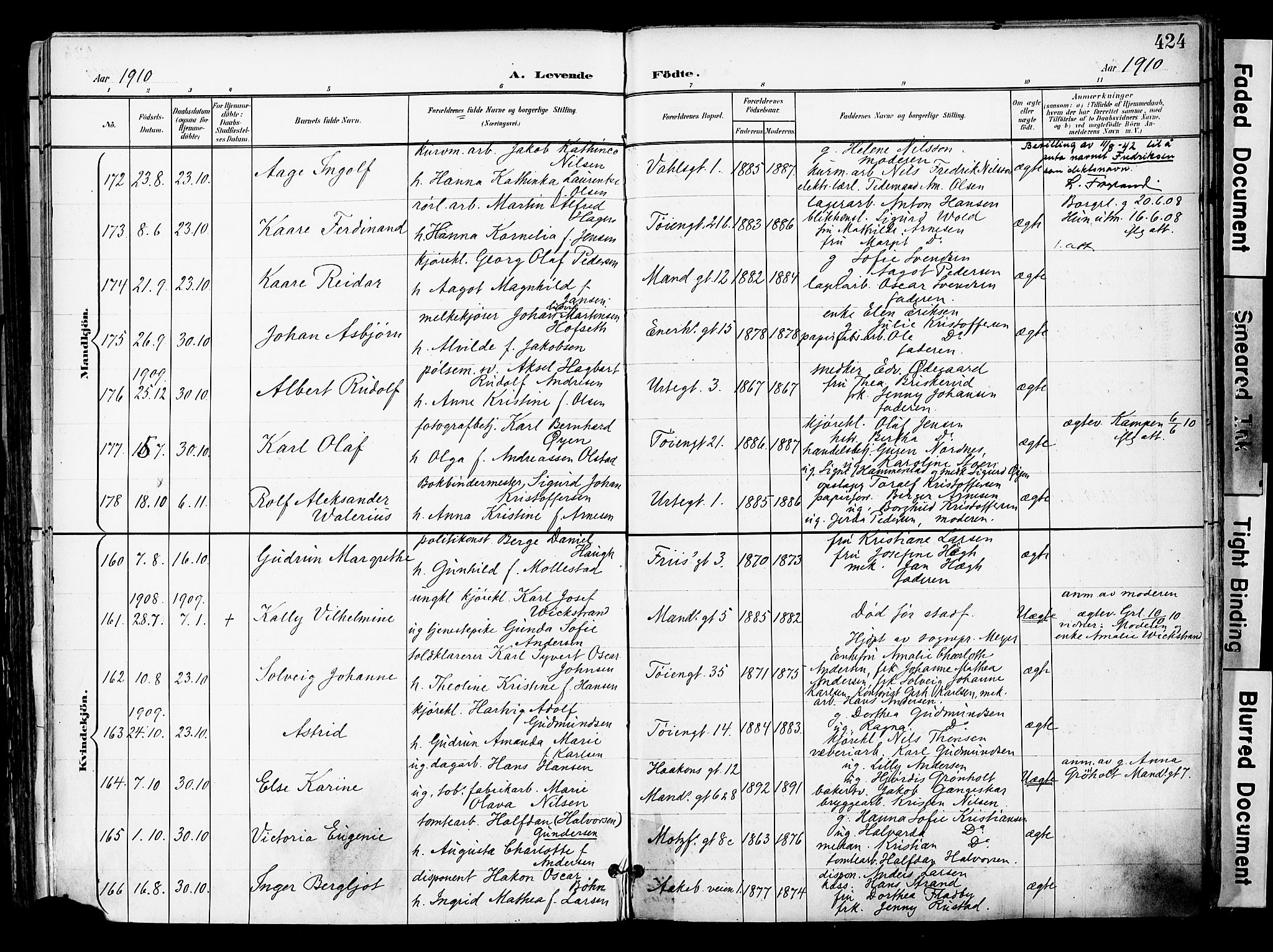 Grønland prestekontor Kirkebøker, SAO/A-10848/F/Fa/L0014: Parish register (official) no. 14, 1900-1911, p. 424