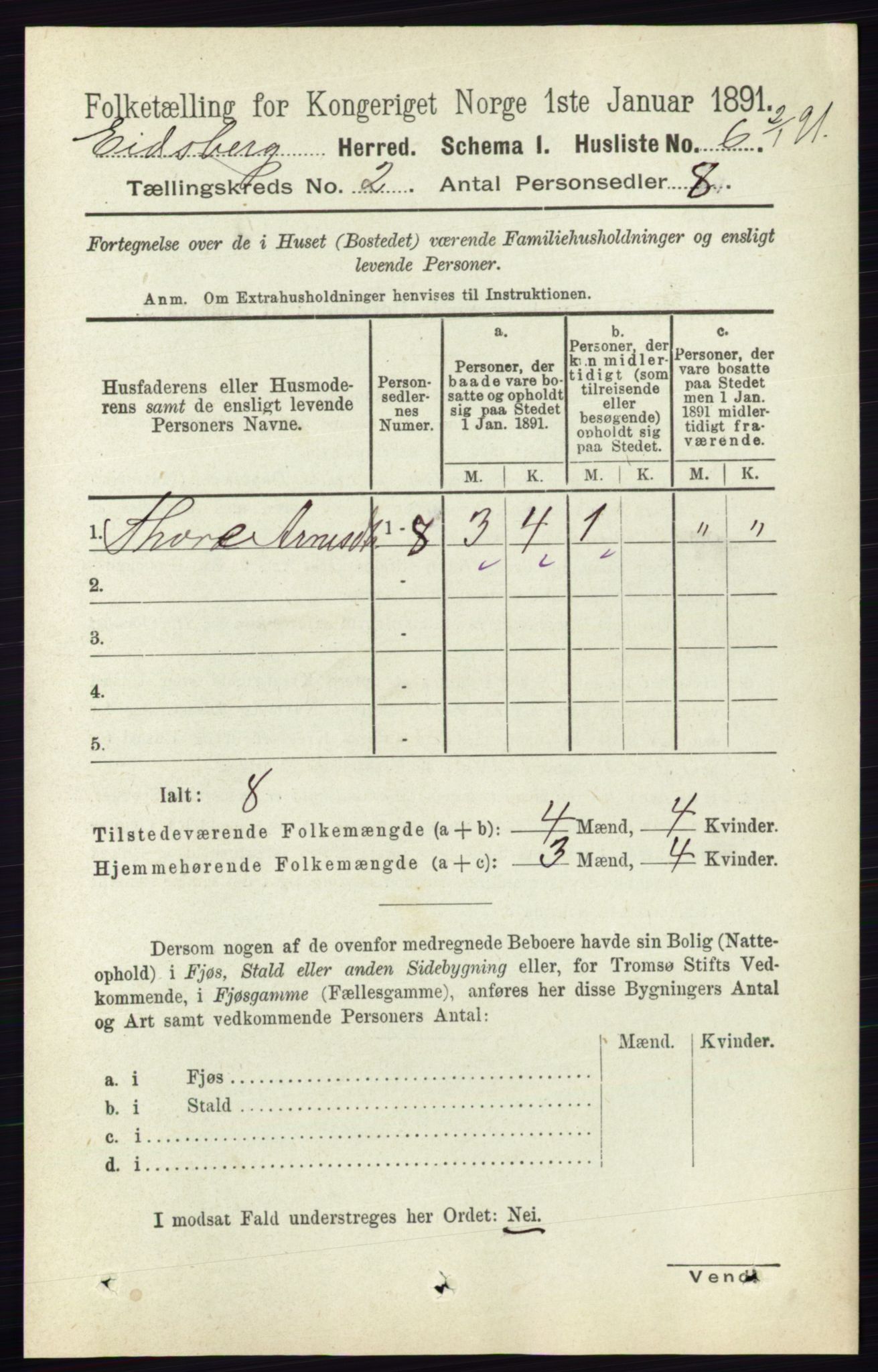 RA, 1891 census for 0125 Eidsberg, 1891, p. 763