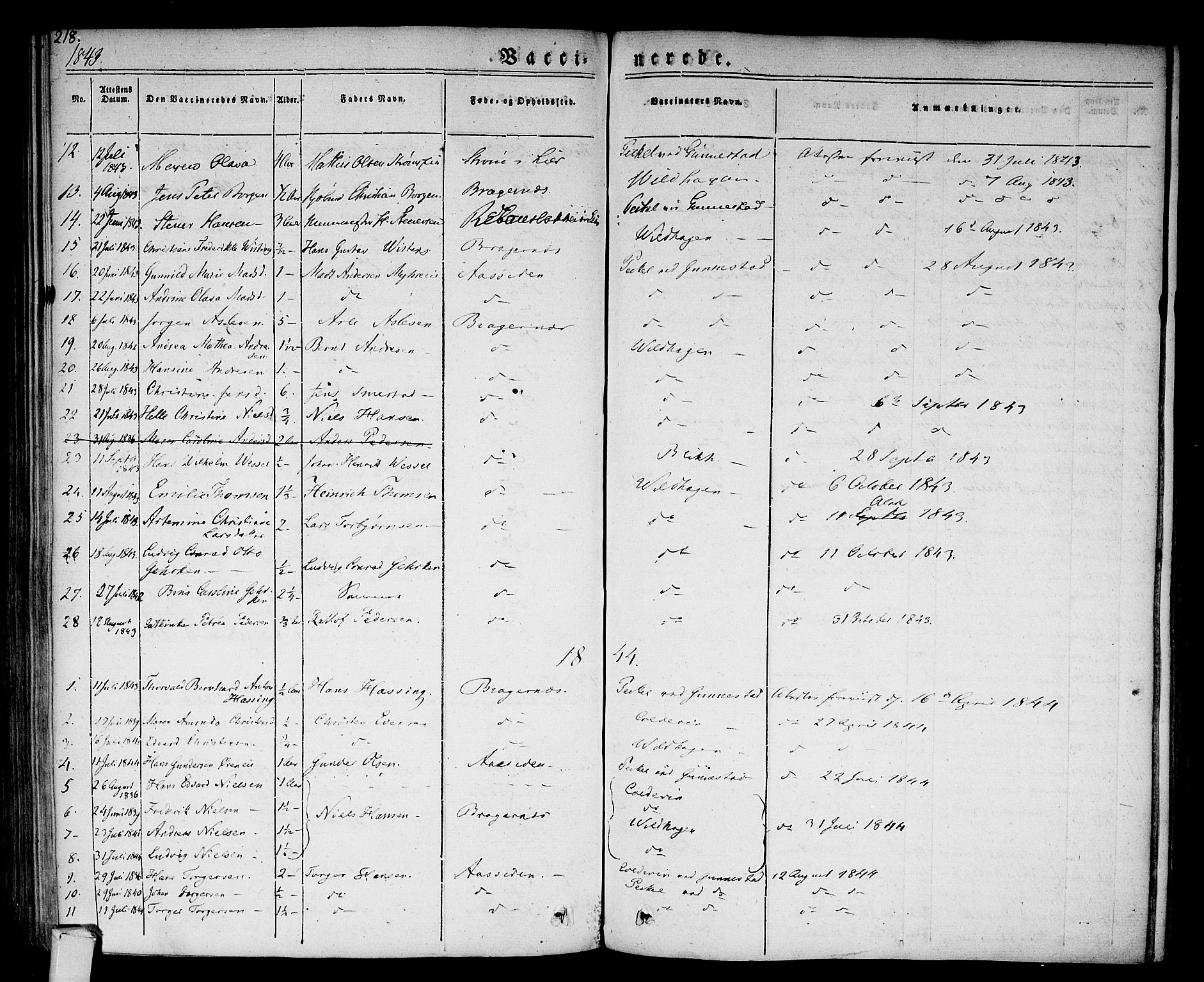 Bragernes kirkebøker, SAKO/A-6/F/Fc/L0001: Parish register (official) no. III 1, 1830-1853, p. 218