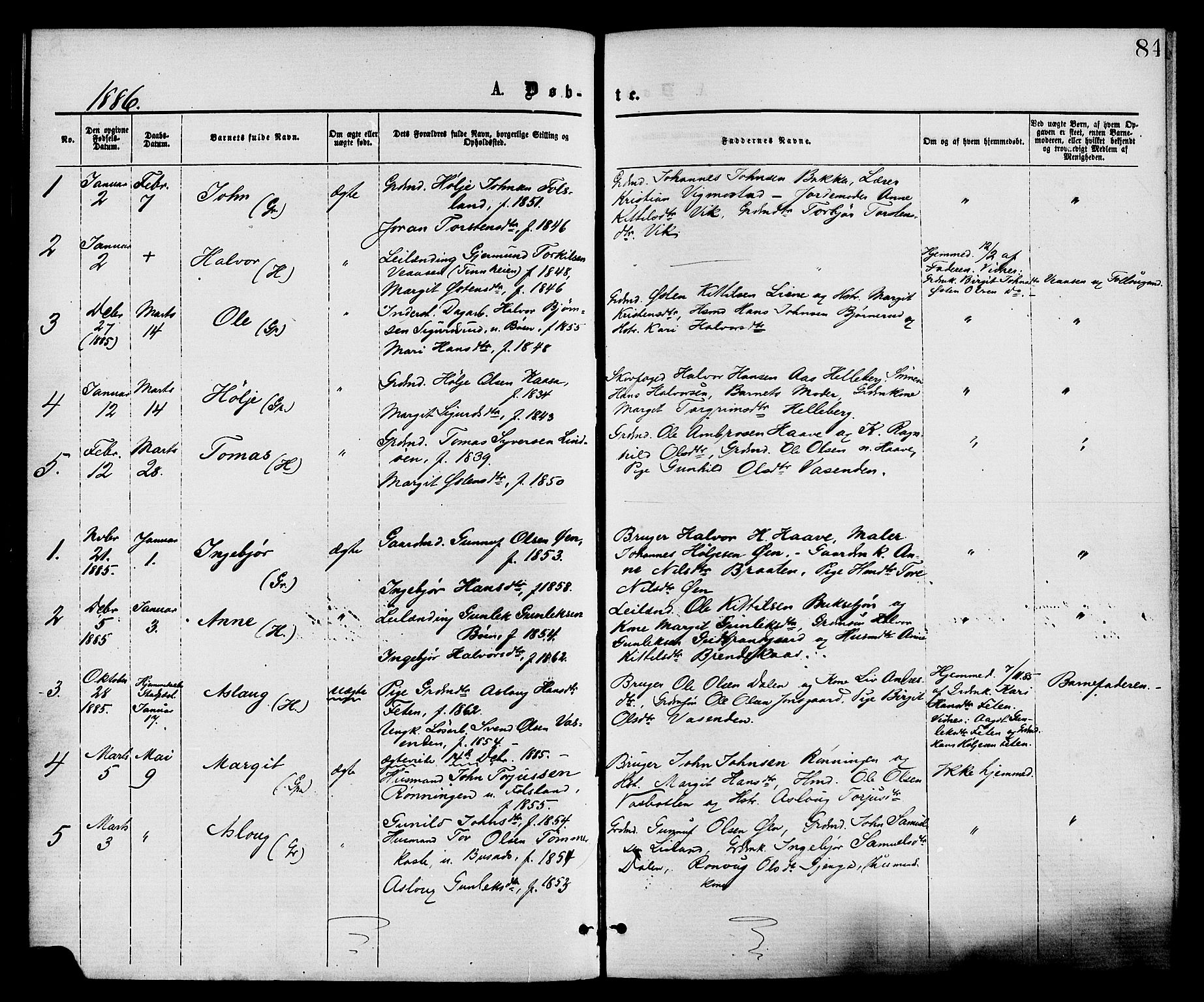 Gransherad kirkebøker, AV/SAKO-A-267/F/Fa/L0004: Parish register (official) no. I 4, 1871-1886, p. 84