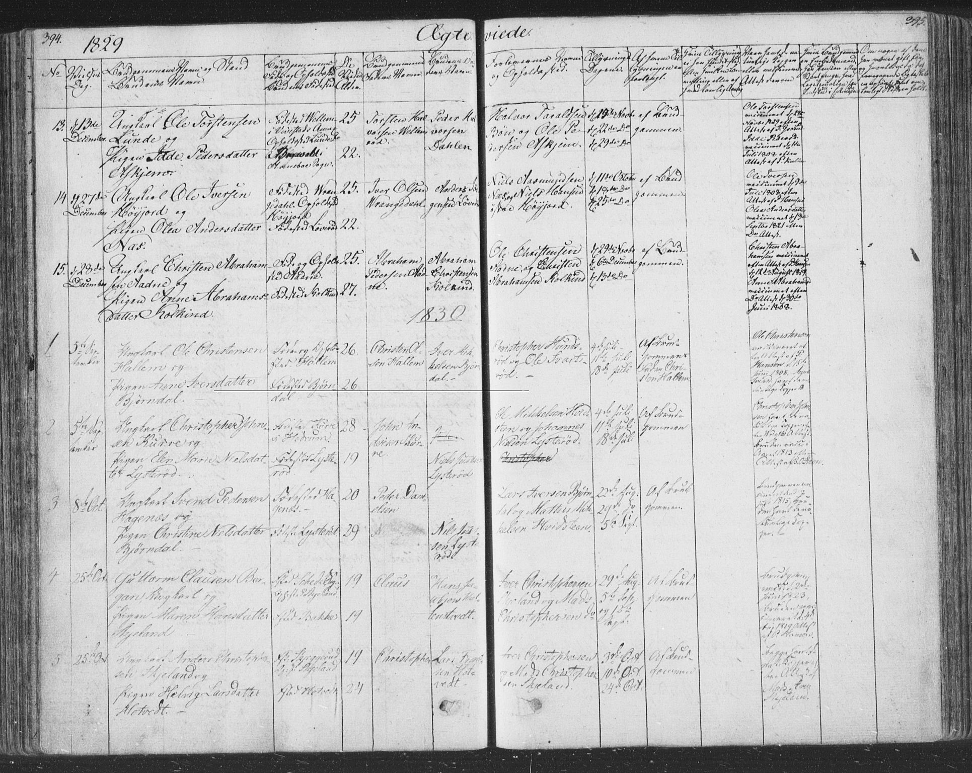 Andebu kirkebøker, AV/SAKO-A-336/F/Fa/L0004: Parish register (official) no. 4, 1829-1856, p. 394-395