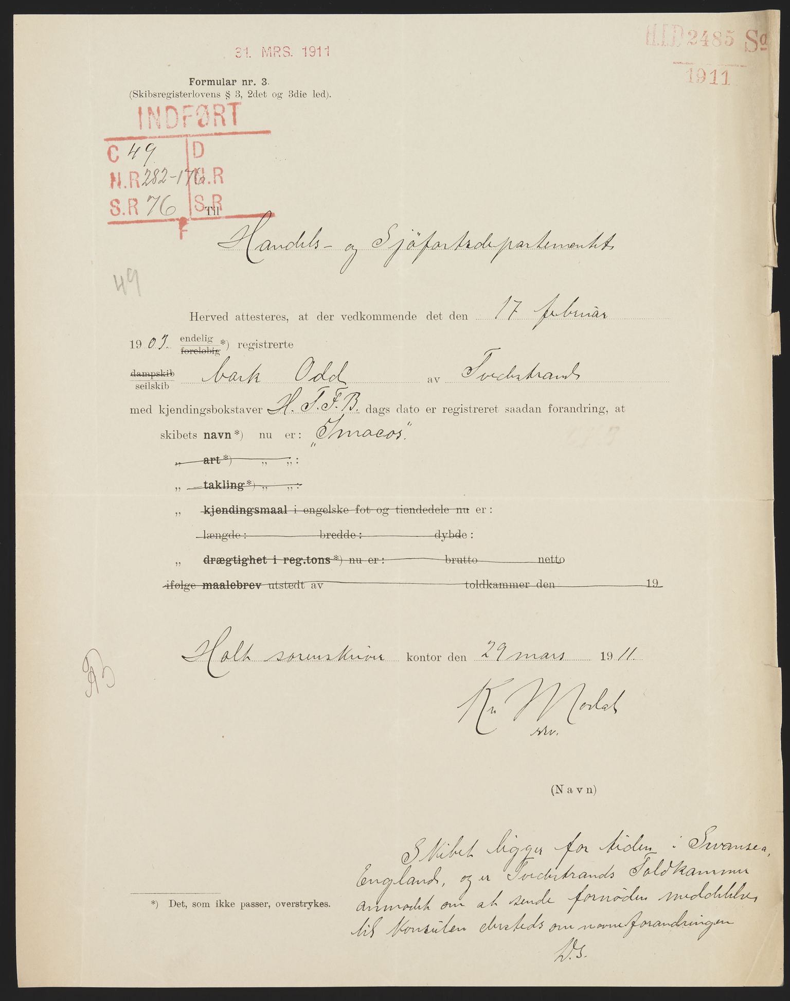 Sjøfartsdirektoratet med forløpere, skipsmapper slettede skip, AV/RA-S-4998/F/Fa/L0237: --, 1847-1934, p. 175