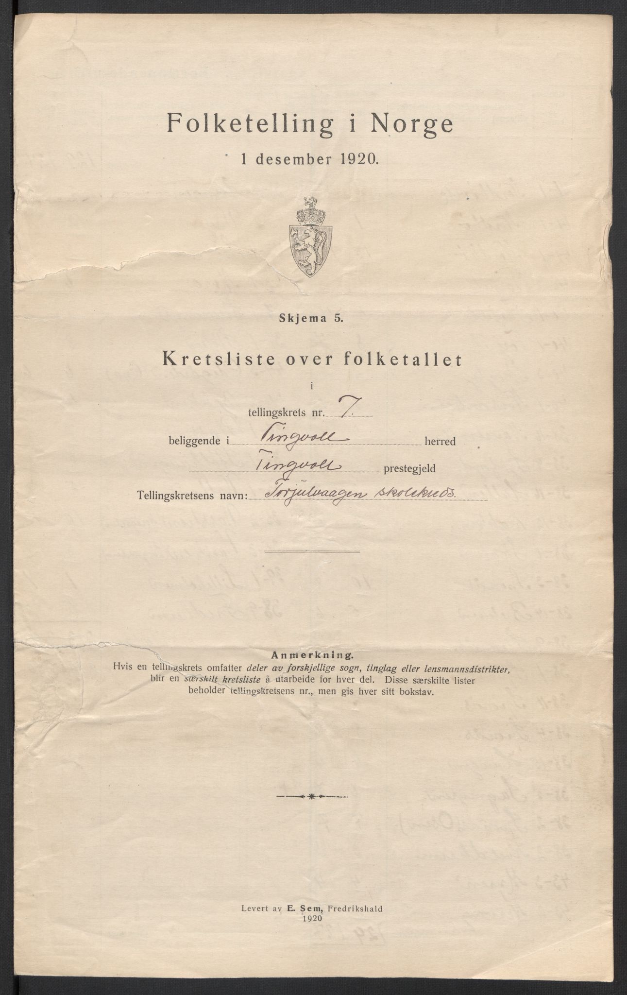 SAT, 1920 census for Tingvoll, 1920, p. 27