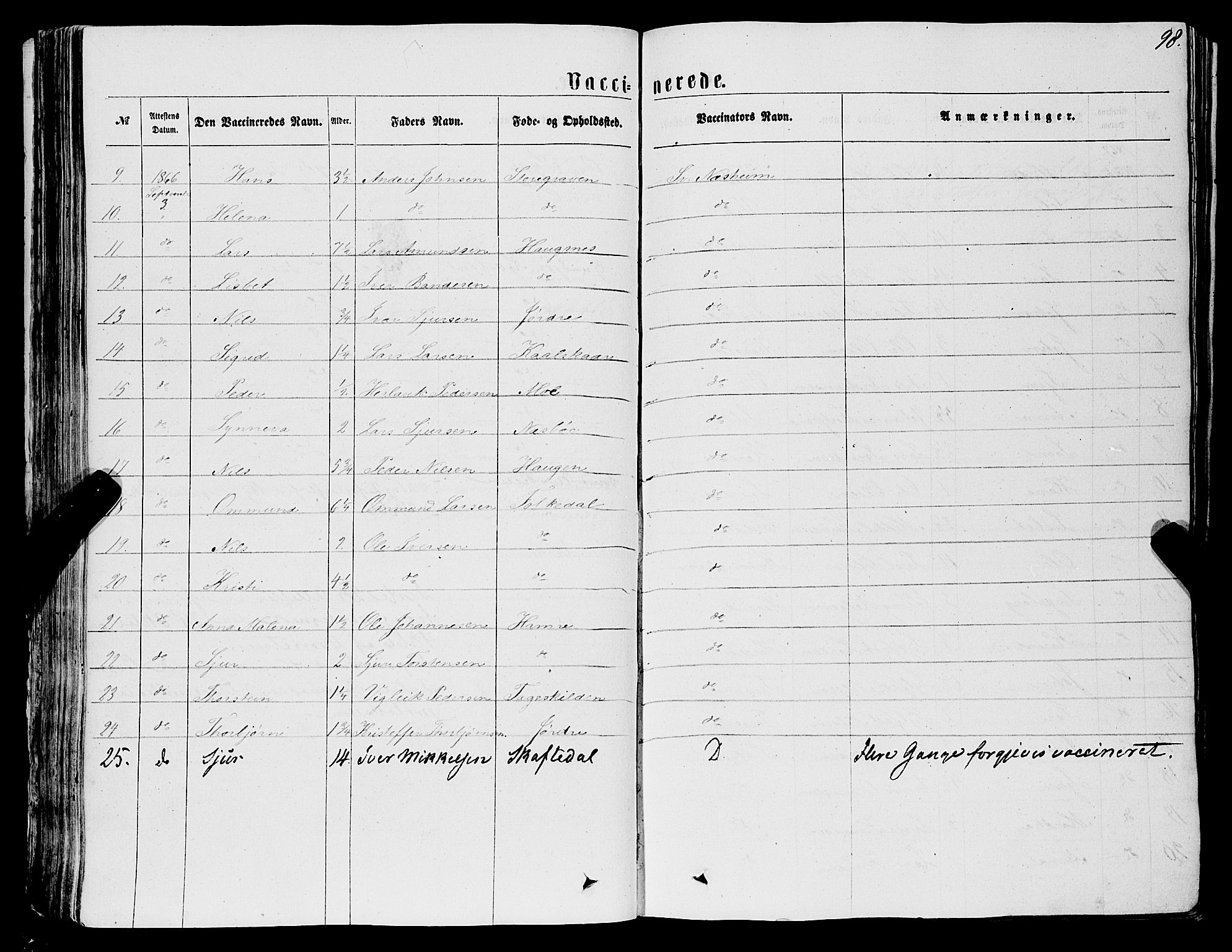 Ulvik sokneprestembete, AV/SAB-A-78801/H/Haa: Parish register (official) no. A 15, 1864-1878, p. 98