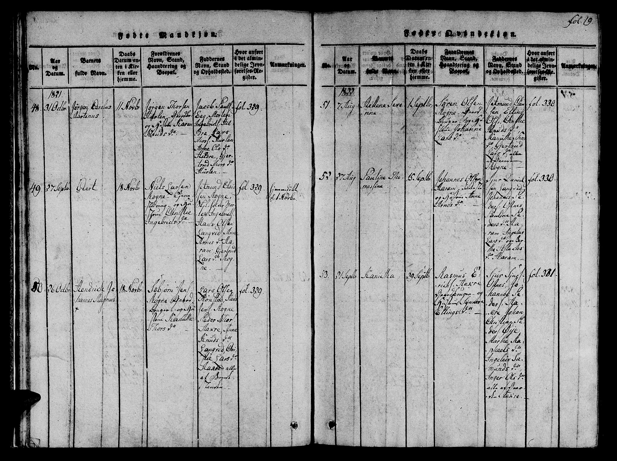 Ministerialprotokoller, klokkerbøker og fødselsregistre - Møre og Romsdal, SAT/A-1454/536/L0495: Parish register (official) no. 536A04, 1818-1847, p. 19