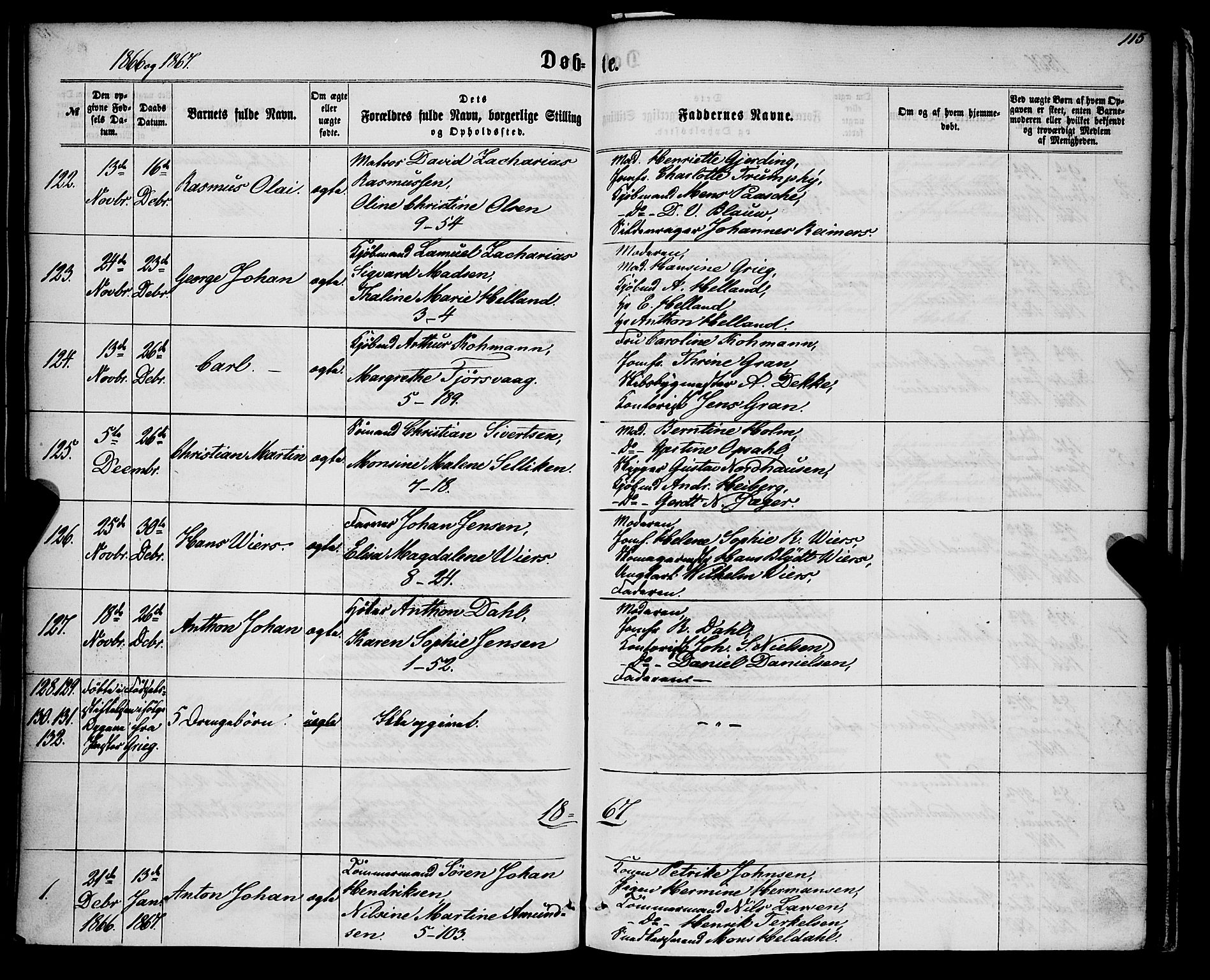 Nykirken Sokneprestembete, SAB/A-77101/H/Haa/L0015: Parish register (official) no. B 2, 1858-1869, p. 115