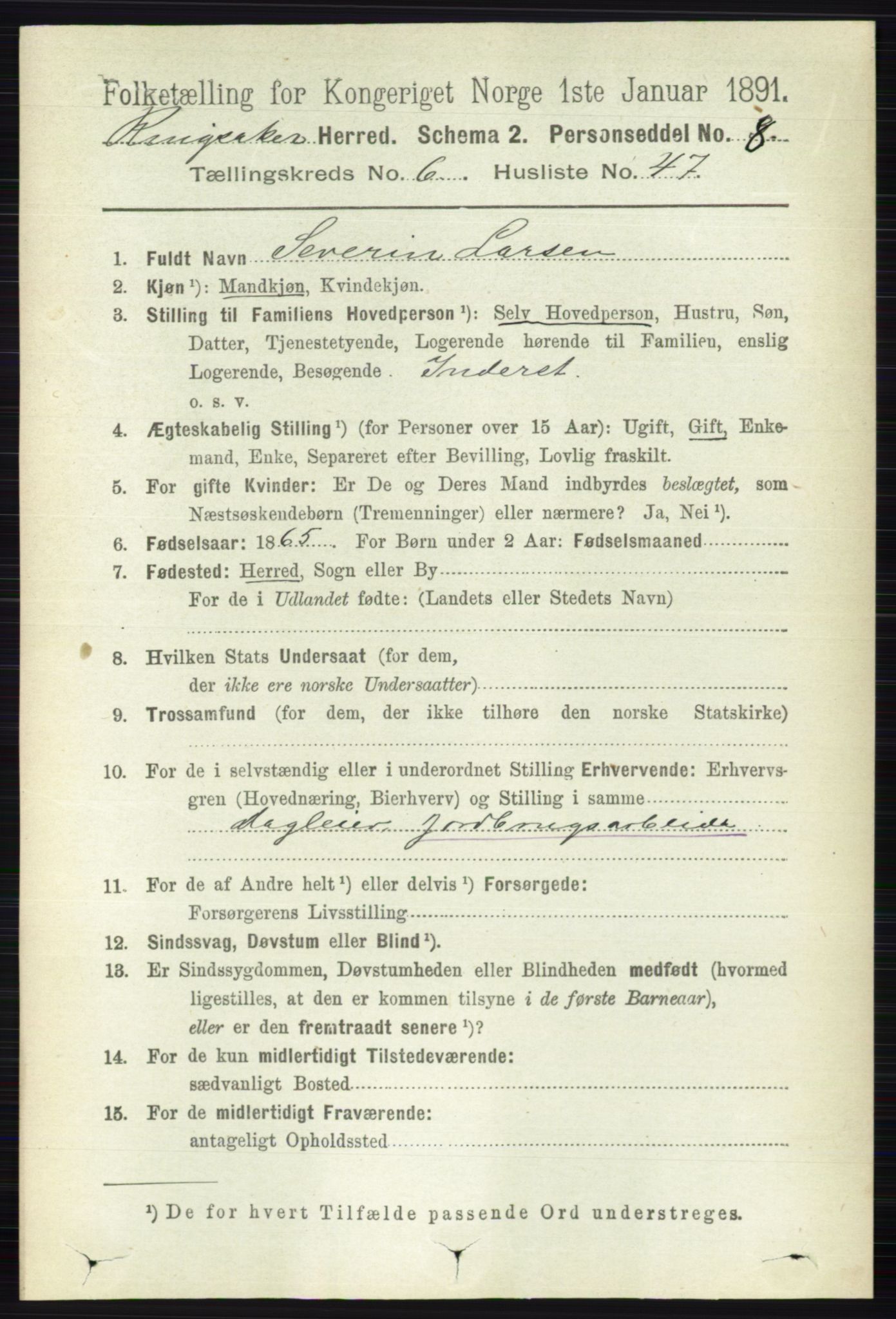 RA, 1891 census for 0412 Ringsaker, 1891, p. 3445