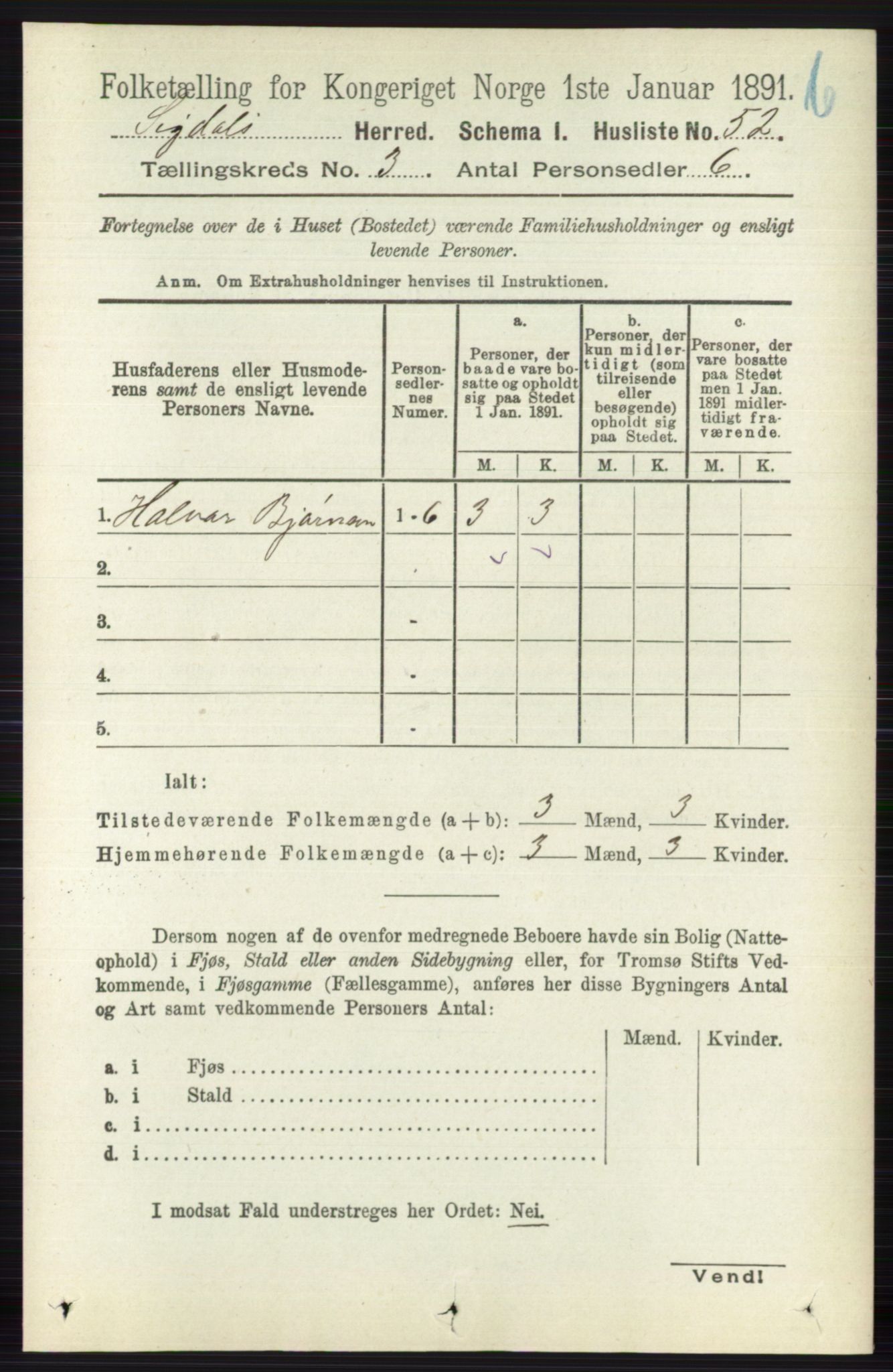 RA, 1891 census for 0621 Sigdal, 1891, p. 4298