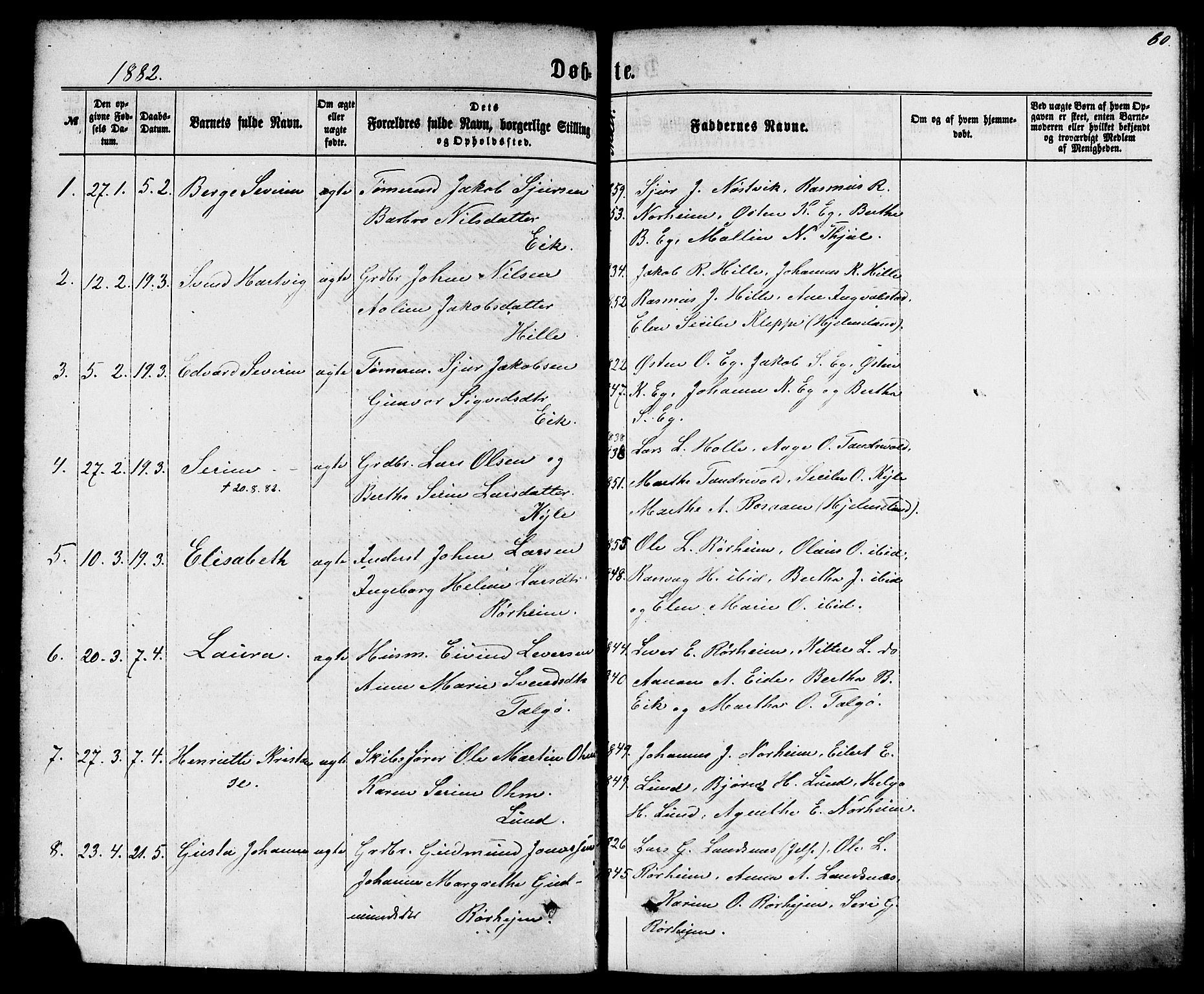 Nedstrand sokneprestkontor, AV/SAST-A-101841/01/IV: Parish register (official) no. A 10, 1861-1887, p. 60