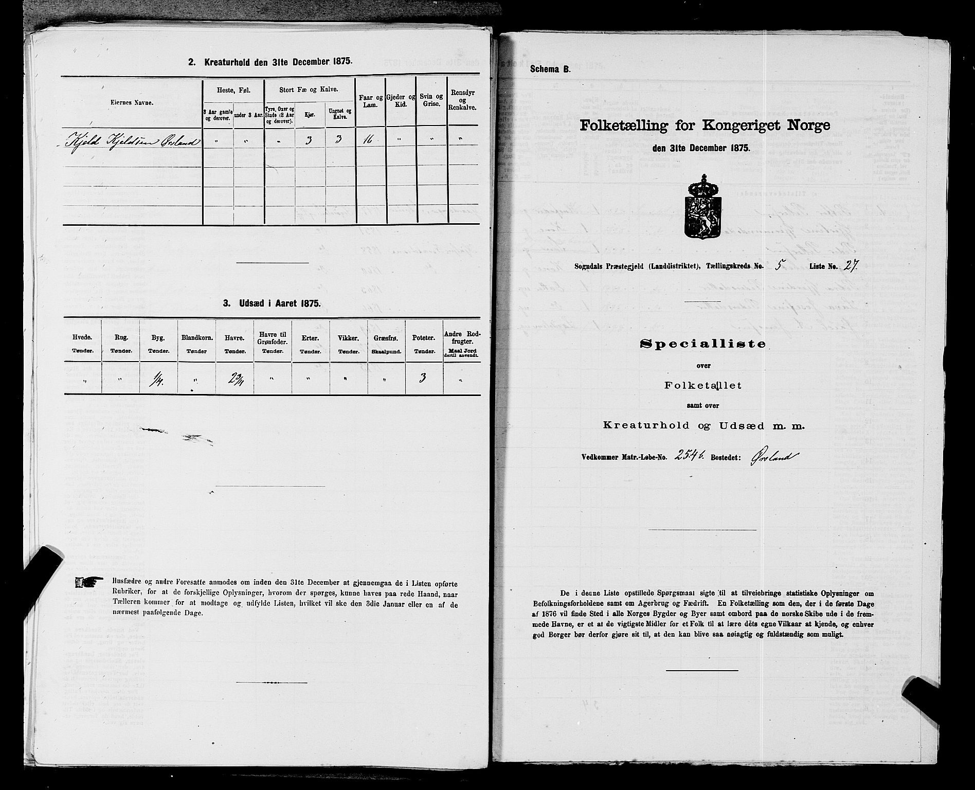 SAST, 1875 census for 1111L Sokndal/Sokndal, 1875, p. 420