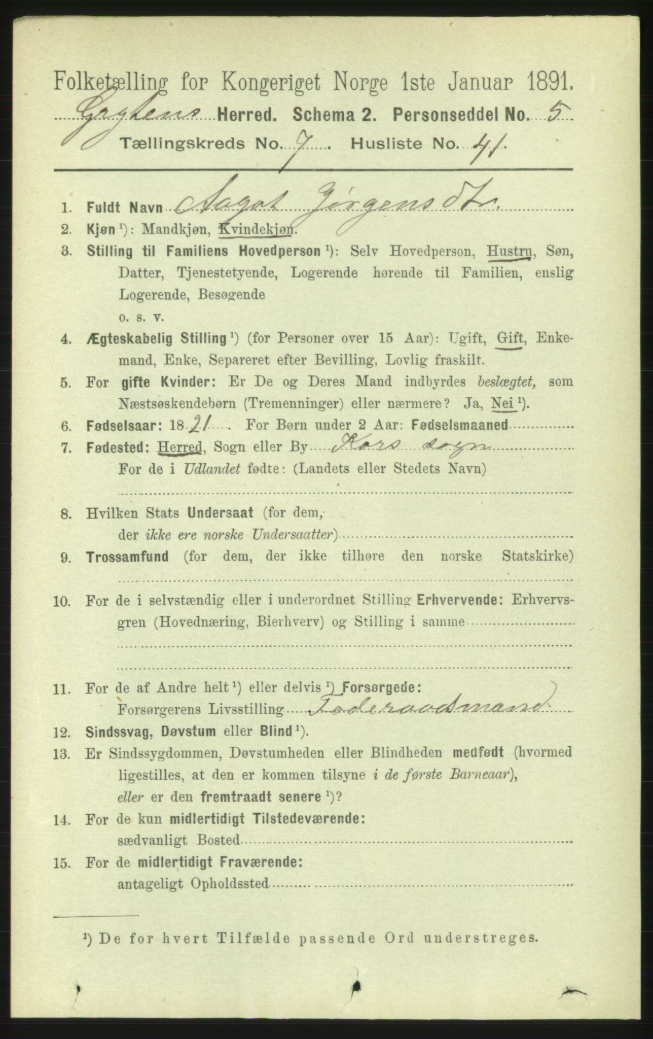 RA, 1891 census for 1539 Grytten, 1891, p. 3128