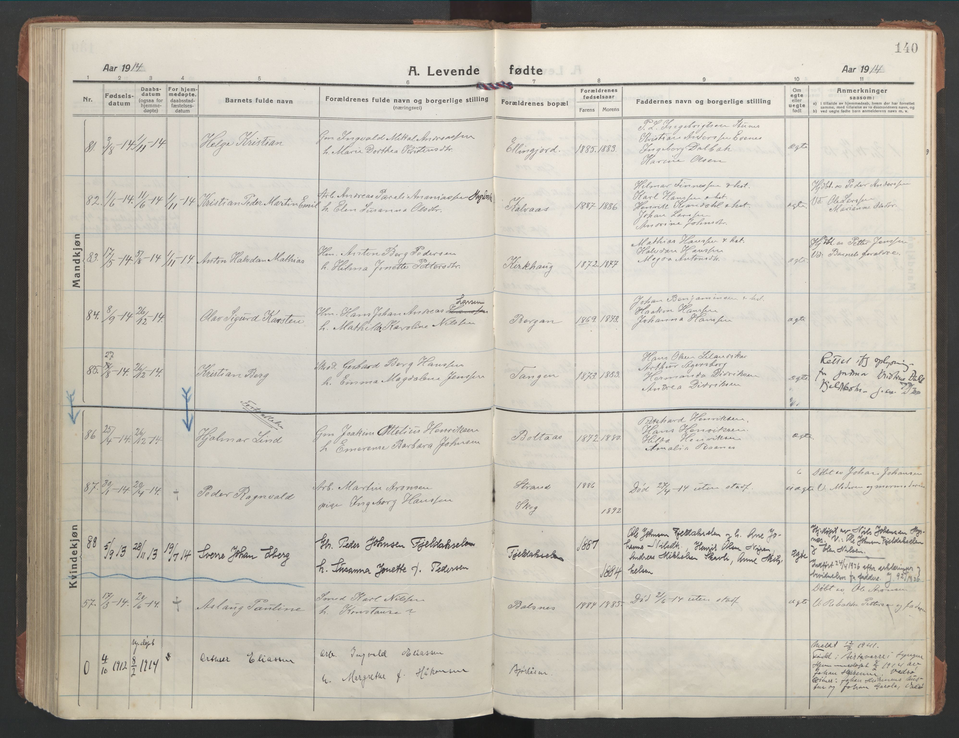 Ministerialprotokoller, klokkerbøker og fødselsregistre - Nordland, AV/SAT-A-1459/863/L0900: Parish register (official) no. 863A12, 1906-1915, p. 140