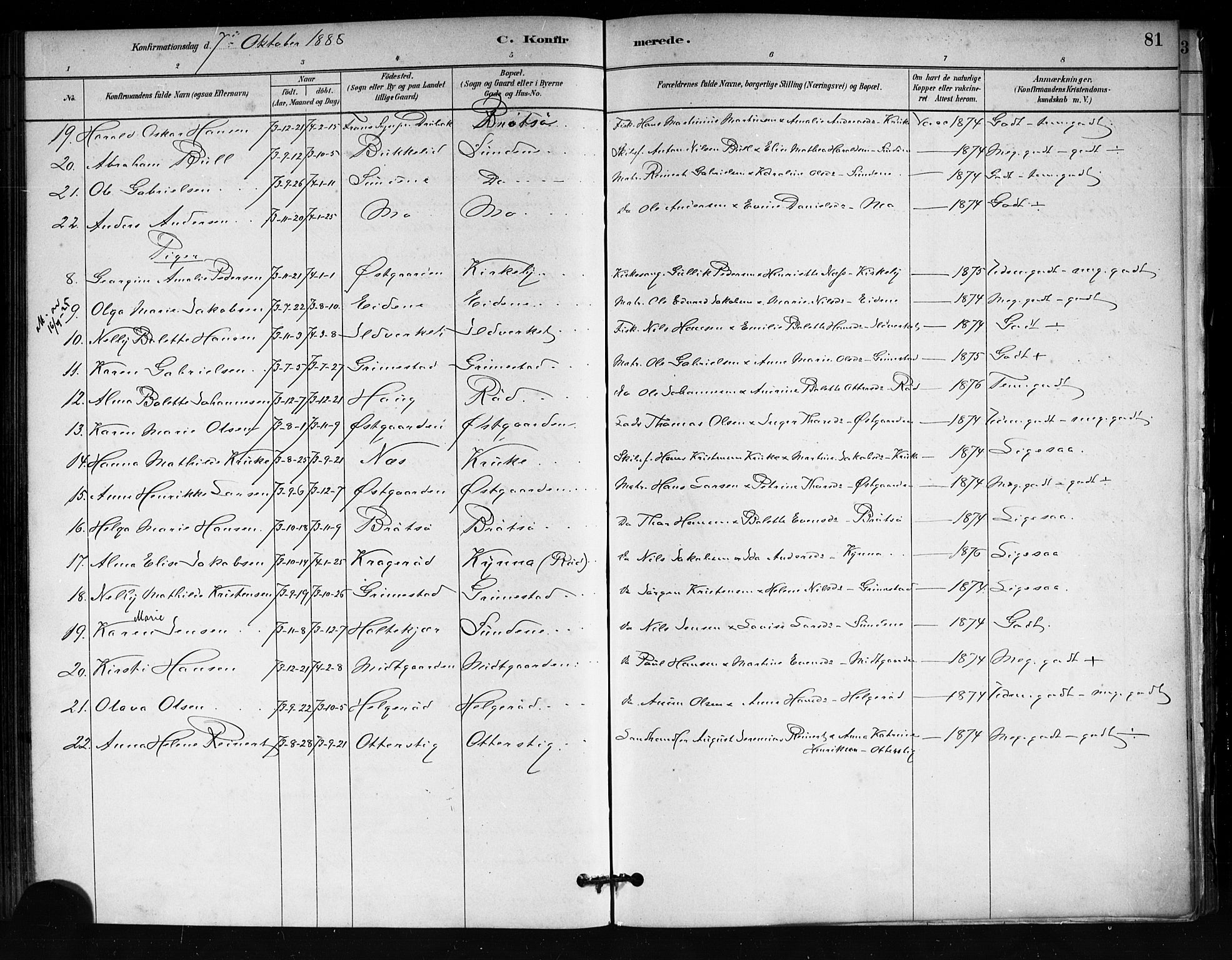 Tjøme kirkebøker, AV/SAKO-A-328/F/Fa/L0001: Parish register (official) no. I 1, 1879-1890, p. 81