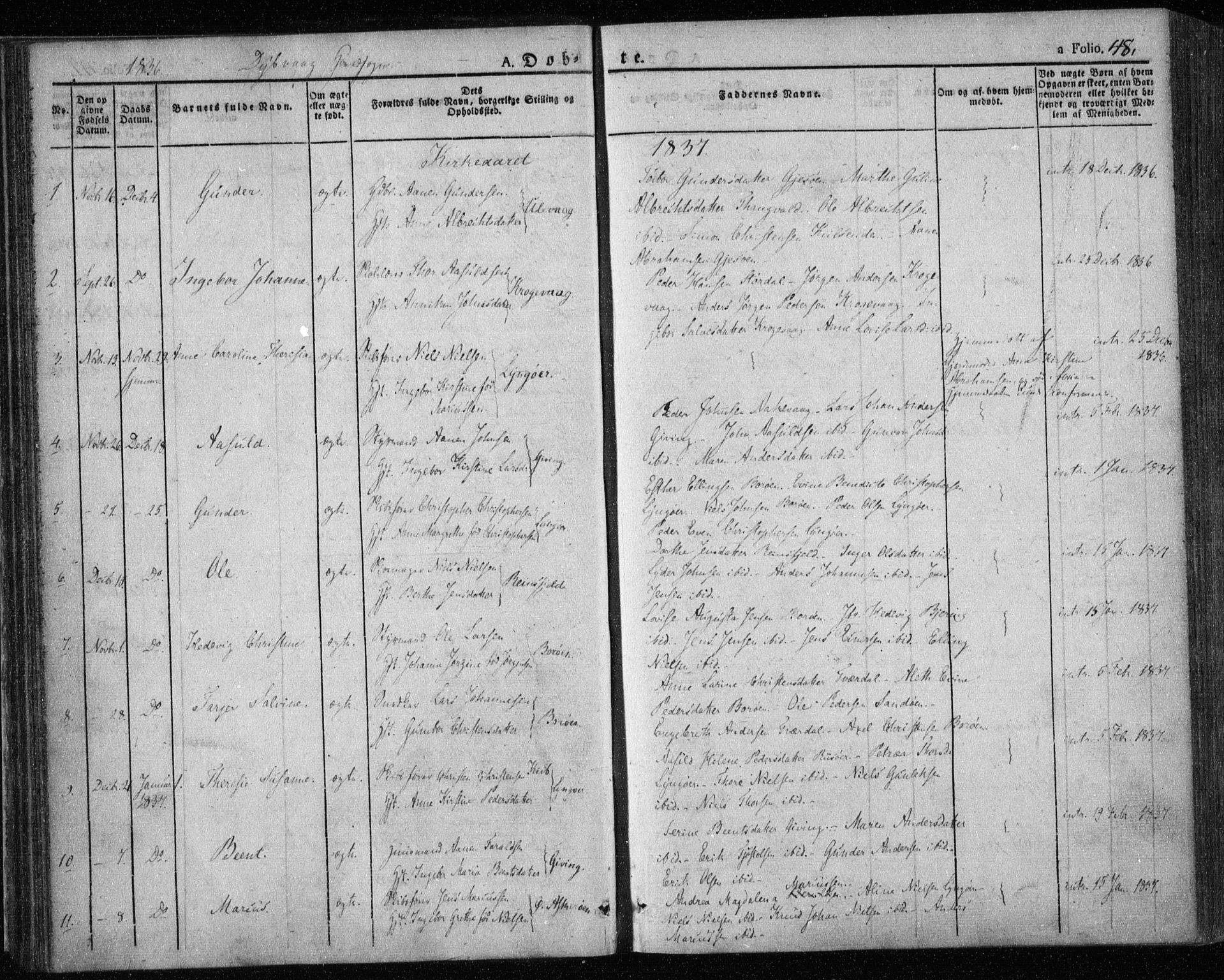 Dypvåg sokneprestkontor, AV/SAK-1111-0007/F/Fa/Faa/L0004: Parish register (official) no. A 4, 1824-1840, p. 48