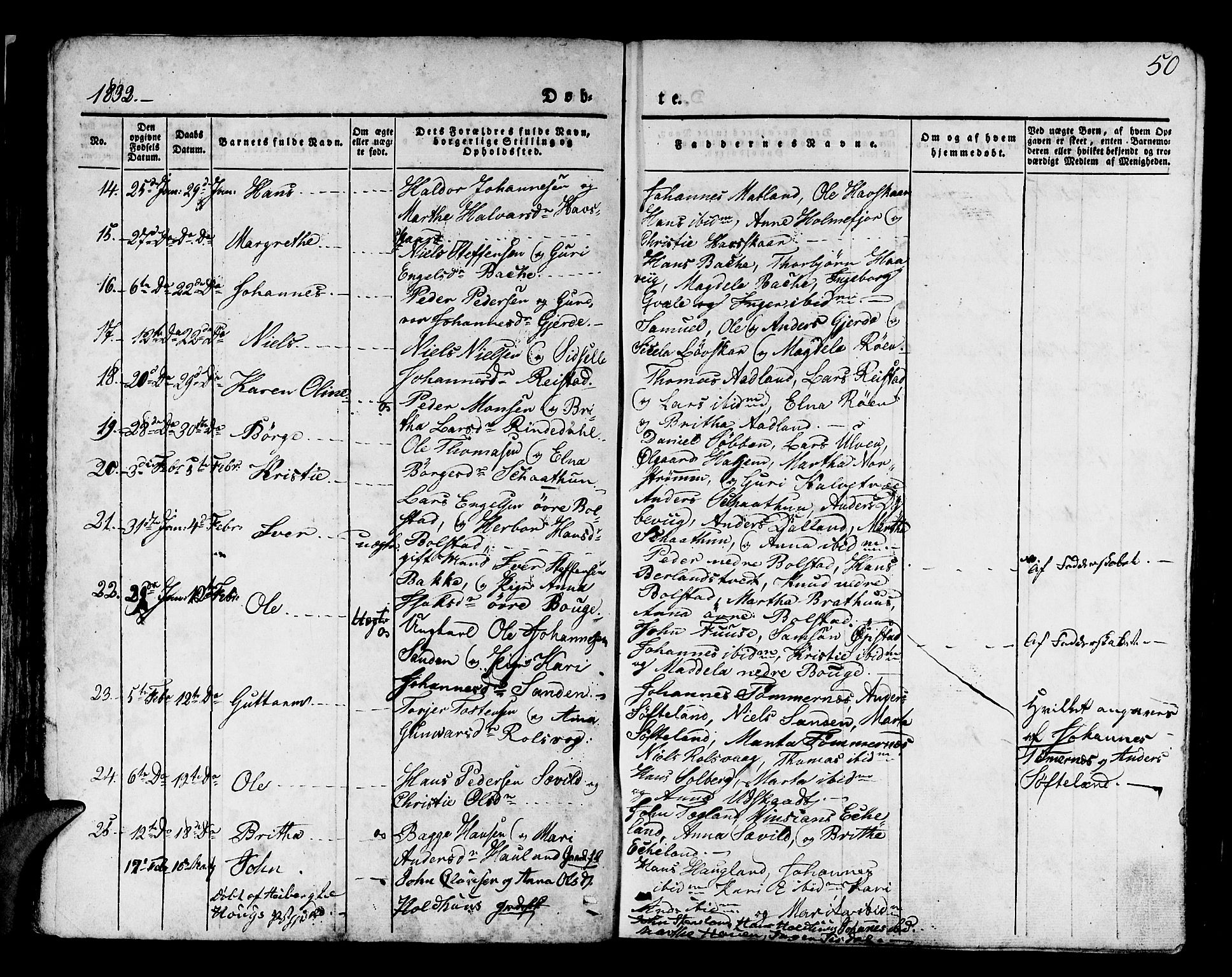 Os sokneprestembete, AV/SAB-A-99929: Parish register (official) no. A 14, 1826-1839, p. 50