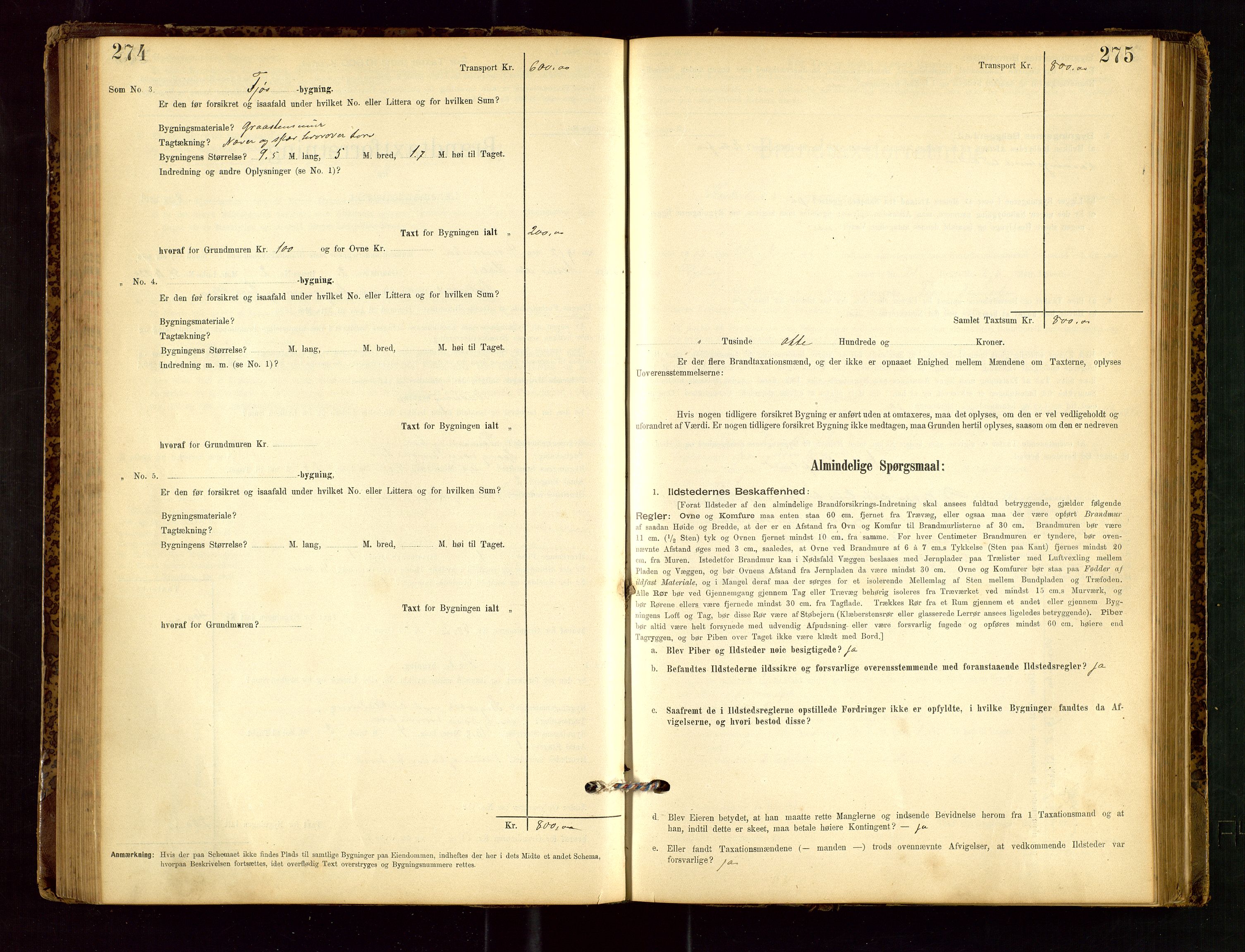 Heskestad lensmannskontor, SAST/A-100304/Gob/L0001: "Brandtaxationsprotokol", 1894-1915, p. 274-275