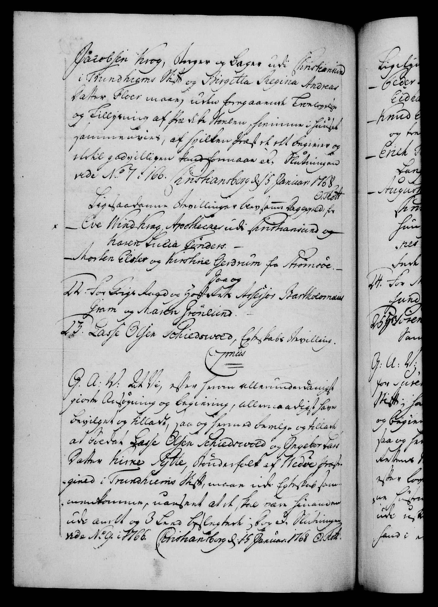 Danske Kanselli 1572-1799, AV/RA-EA-3023/F/Fc/Fca/Fcaa/L0043: Norske registre, 1766-1768, p. 530b