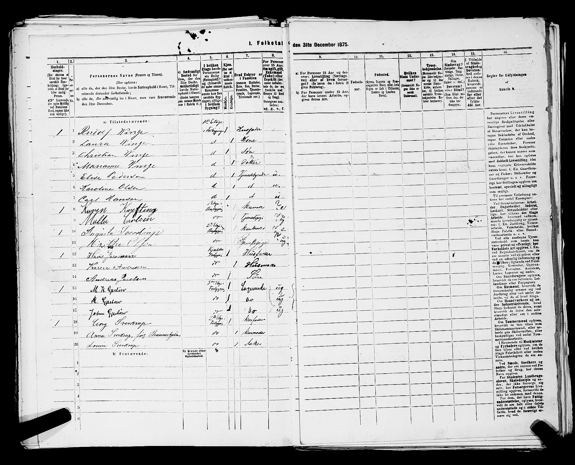 RA, 1875 census for 0301 Kristiania, 1875, p. 3579