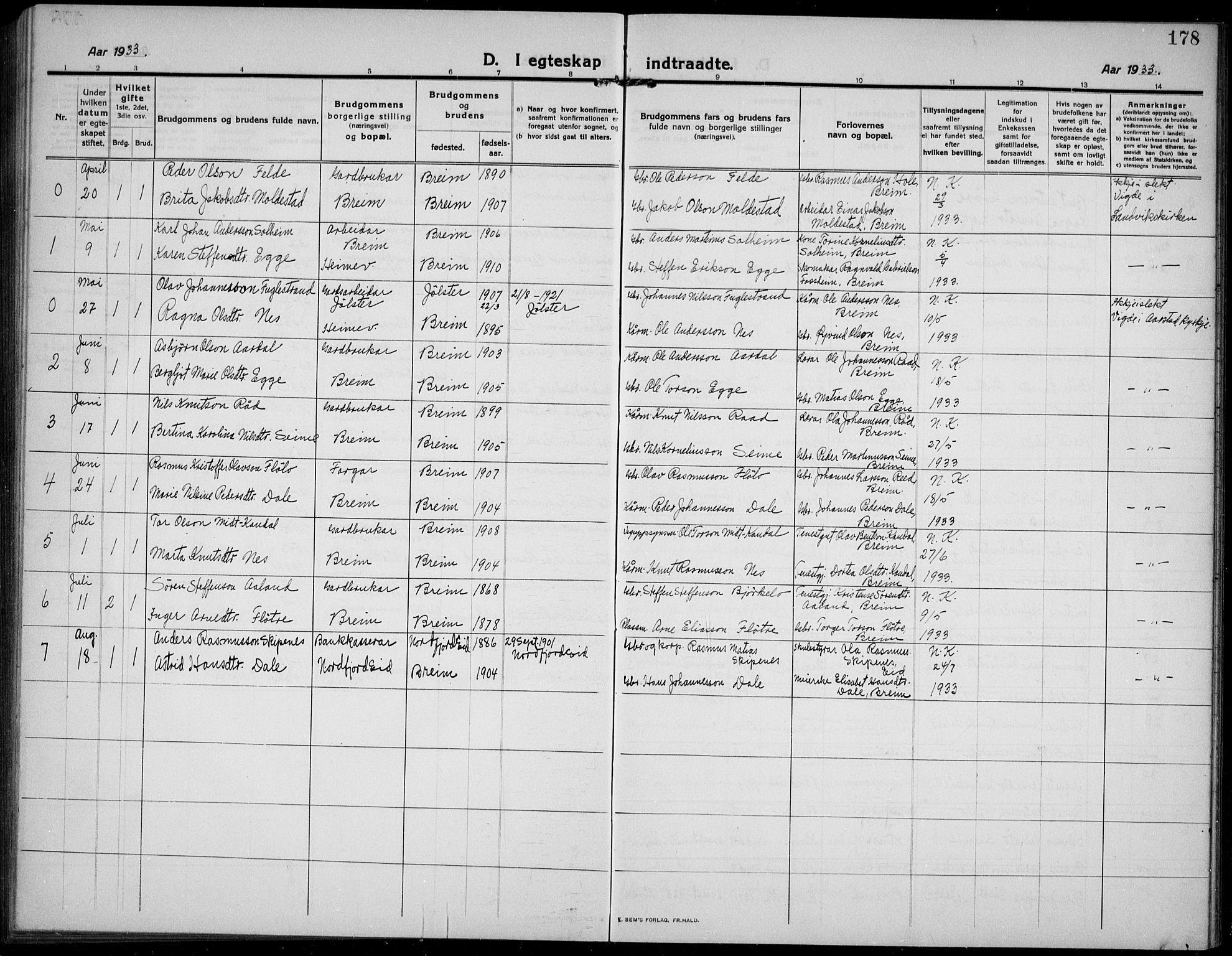 Gloppen sokneprestembete, AV/SAB-A-80101/H/Hab/Habc/L0003: Parish register (copy) no. C 3, 1911-1938, p. 178