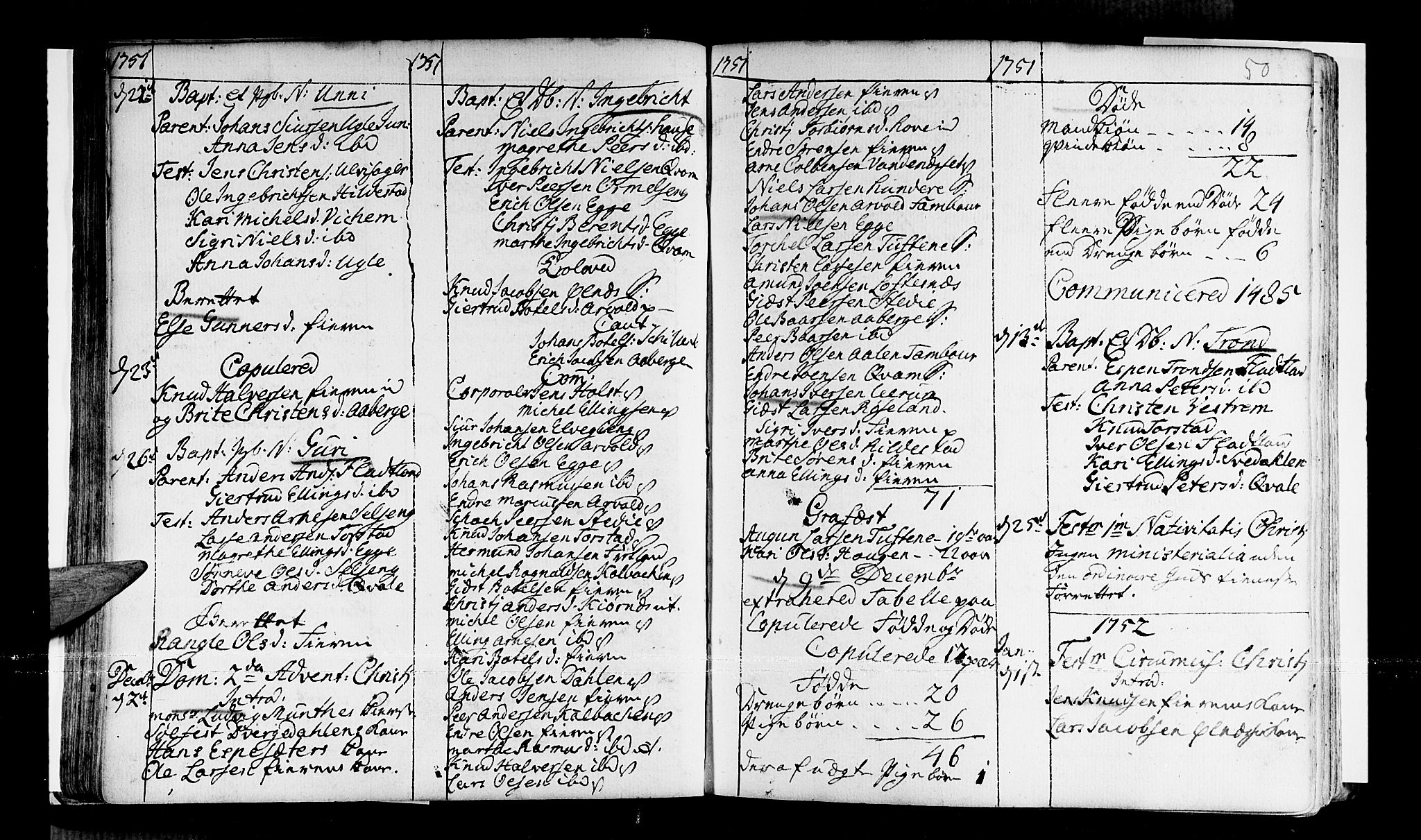 Sogndal sokneprestembete, SAB/A-81301/H/Haa/Haaa/L0003: Parish register (official) no. A 3, 1747-1768, p. 50