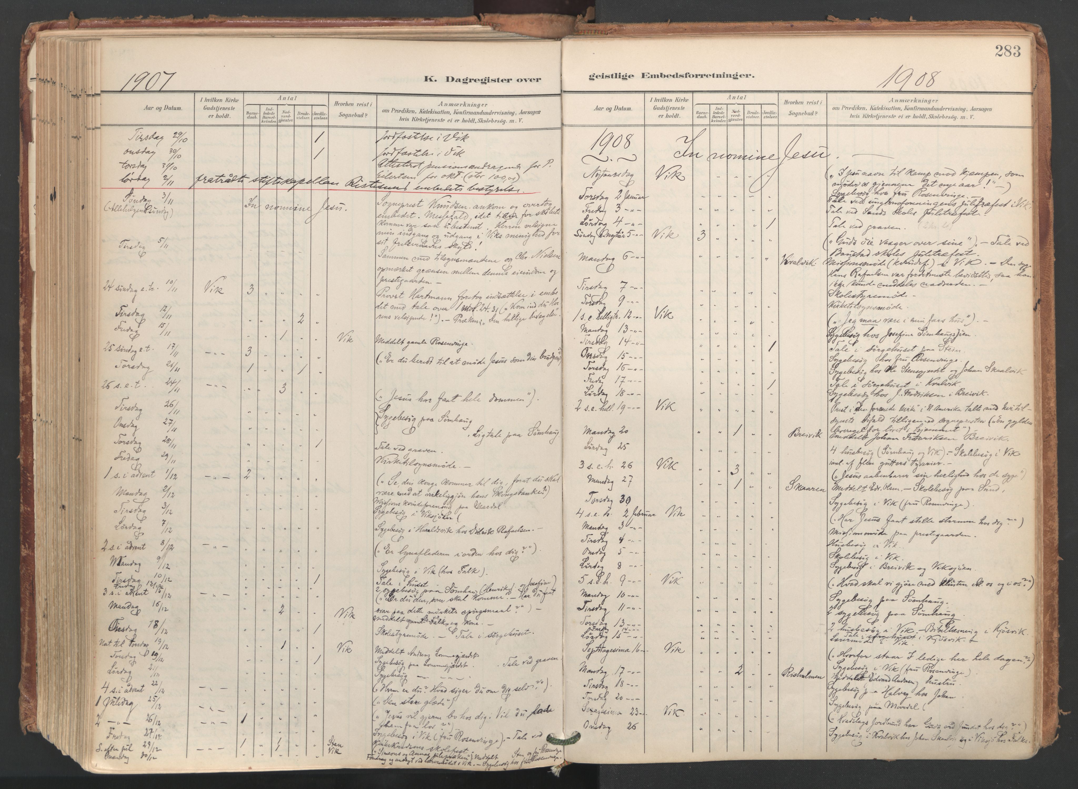 Ministerialprotokoller, klokkerbøker og fødselsregistre - Nordland, SAT/A-1459/812/L0180: Parish register (official) no. 812A09, 1901-1915, p. 283