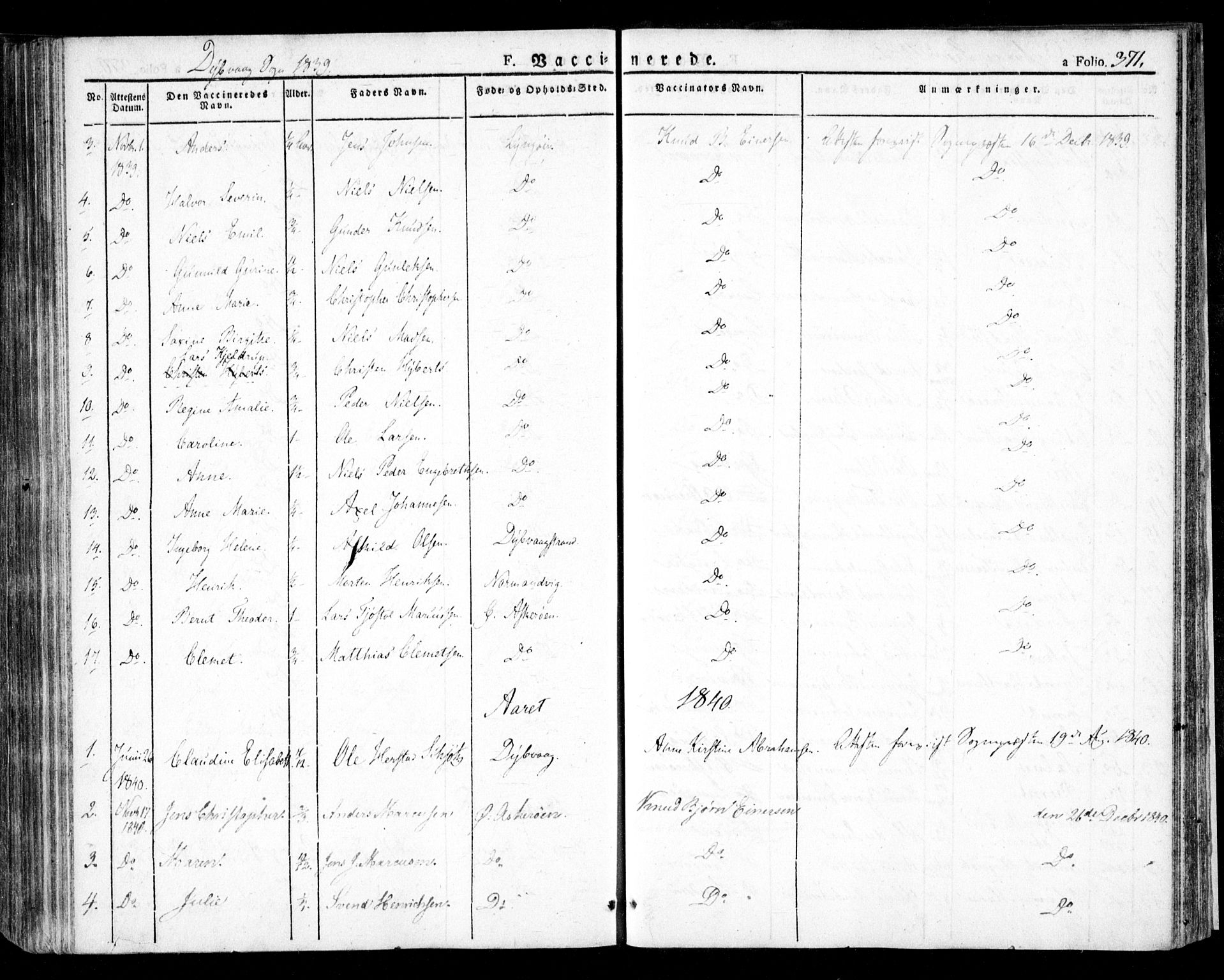 Dypvåg sokneprestkontor, AV/SAK-1111-0007/F/Fa/Faa/L0004: Parish register (official) no. A 4, 1824-1840, p. 371
