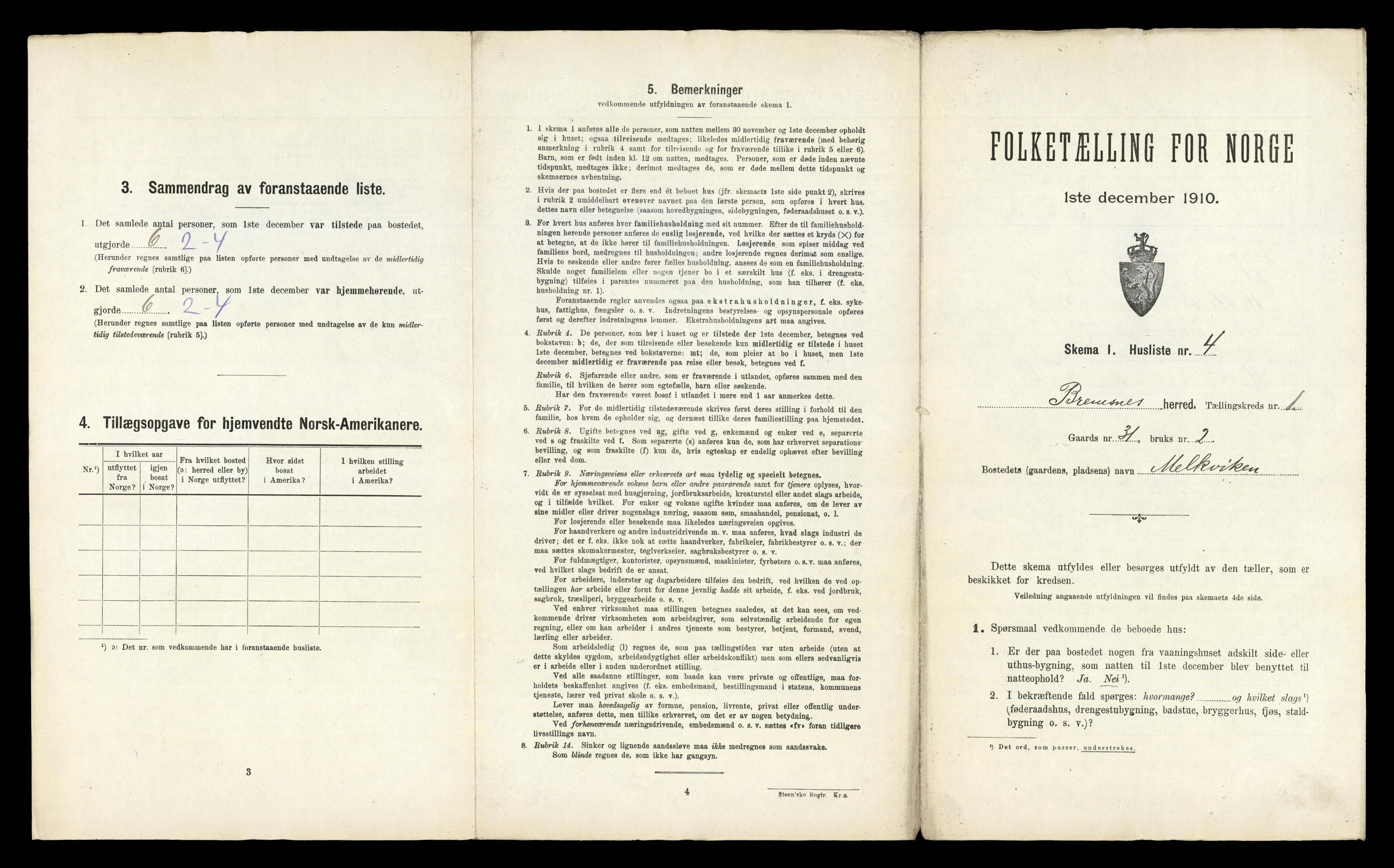 RA, 1910 census for Bremsnes, 1910, p. 40