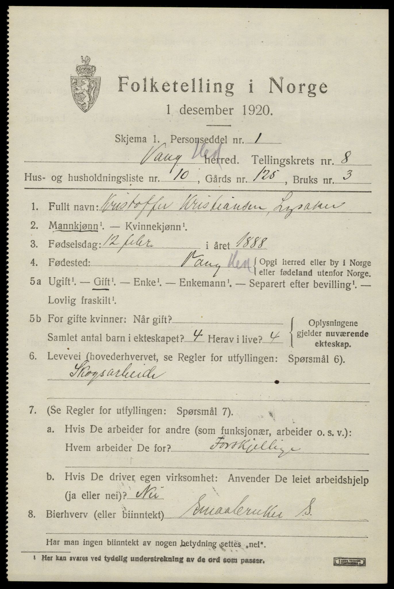 SAH, 1920 census for Vang (Hedmark), 1920, p. 17547