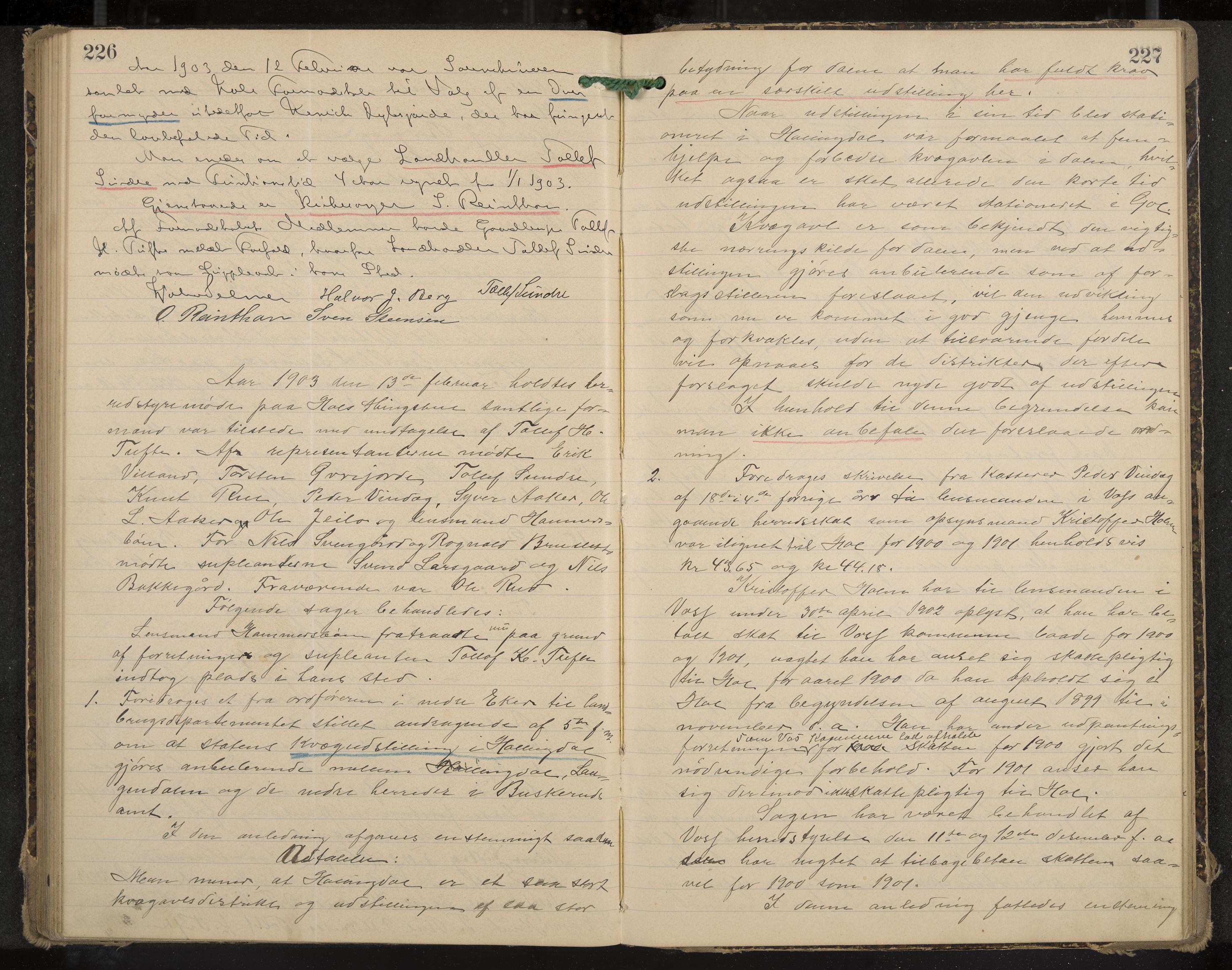 Hol formannskap og sentraladministrasjon, IKAK/0620021-1/A/L0003: Møtebok, 1897-1904, p. 226-227