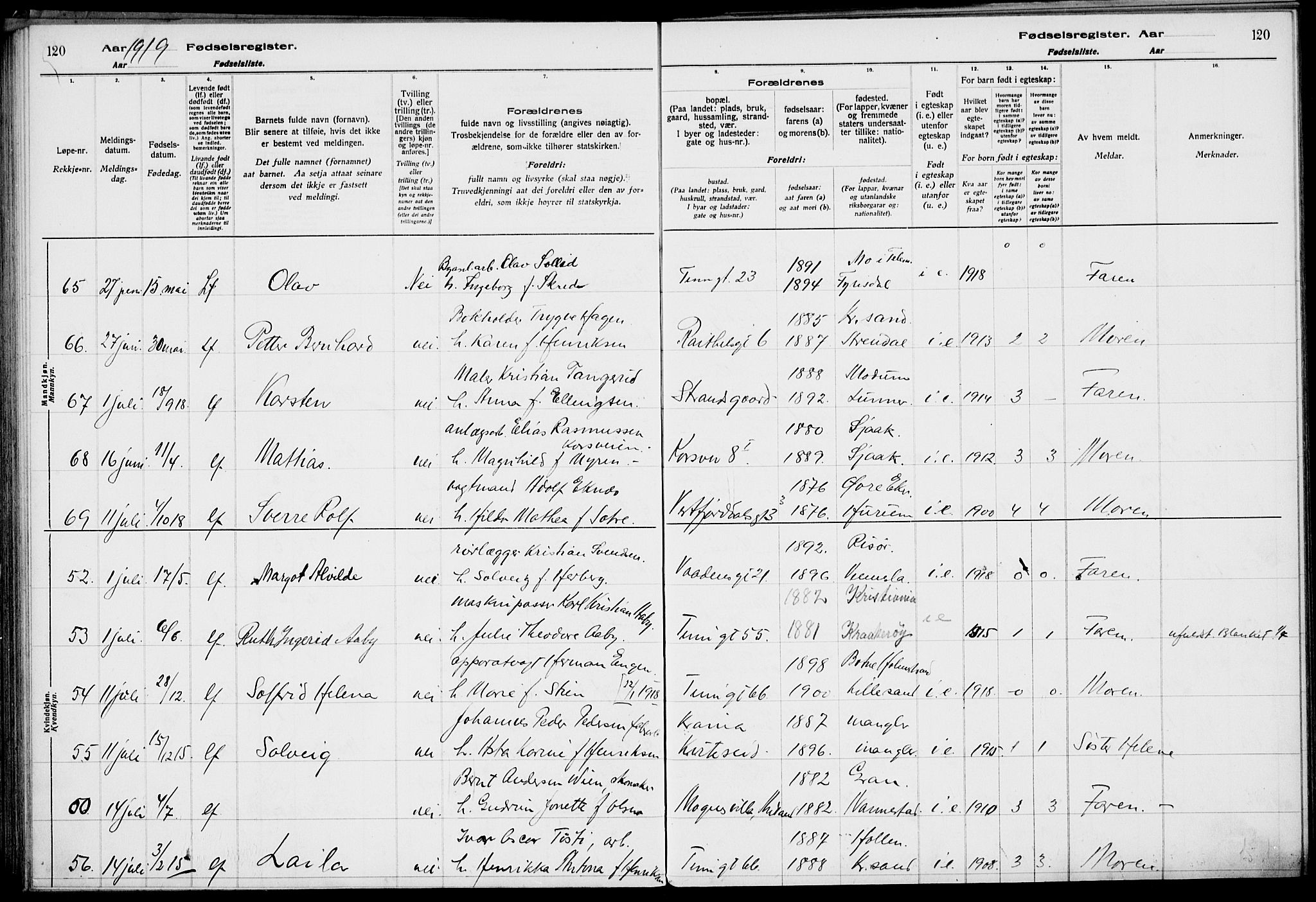 Rjukan kirkebøker, SAKO/A-294/J/Ja/L0001: Birth register no. 1, 1916-1922, p. 120