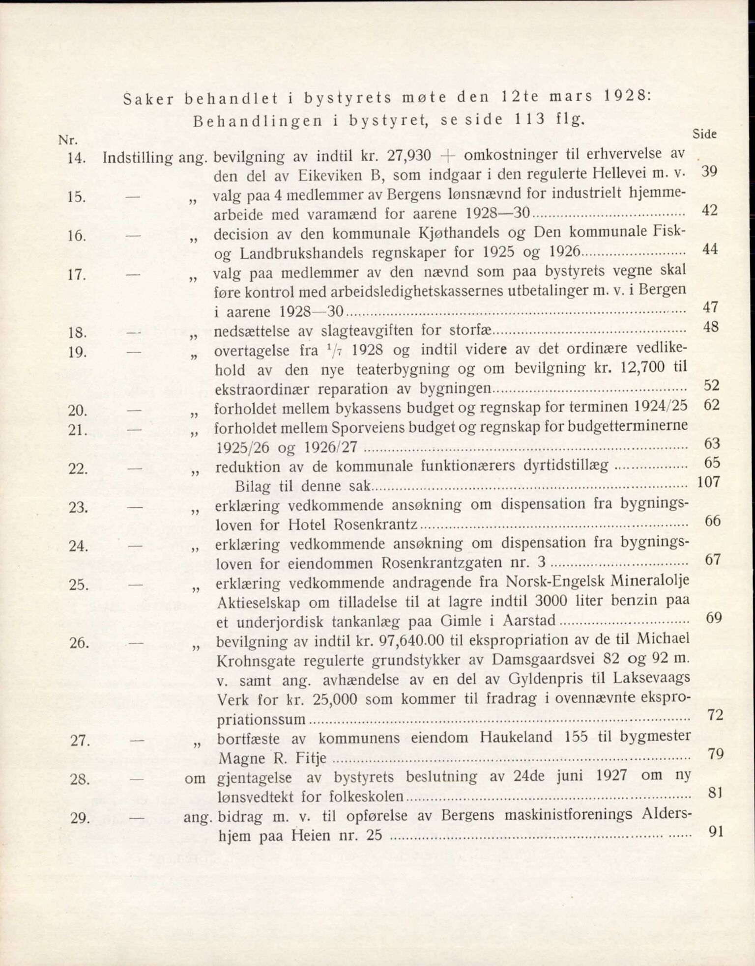 Bergen kommune. Formannskapet, BBA/A-0003/Ad/L0116: Bergens Kommuneforhandlinger, bind I, 1928