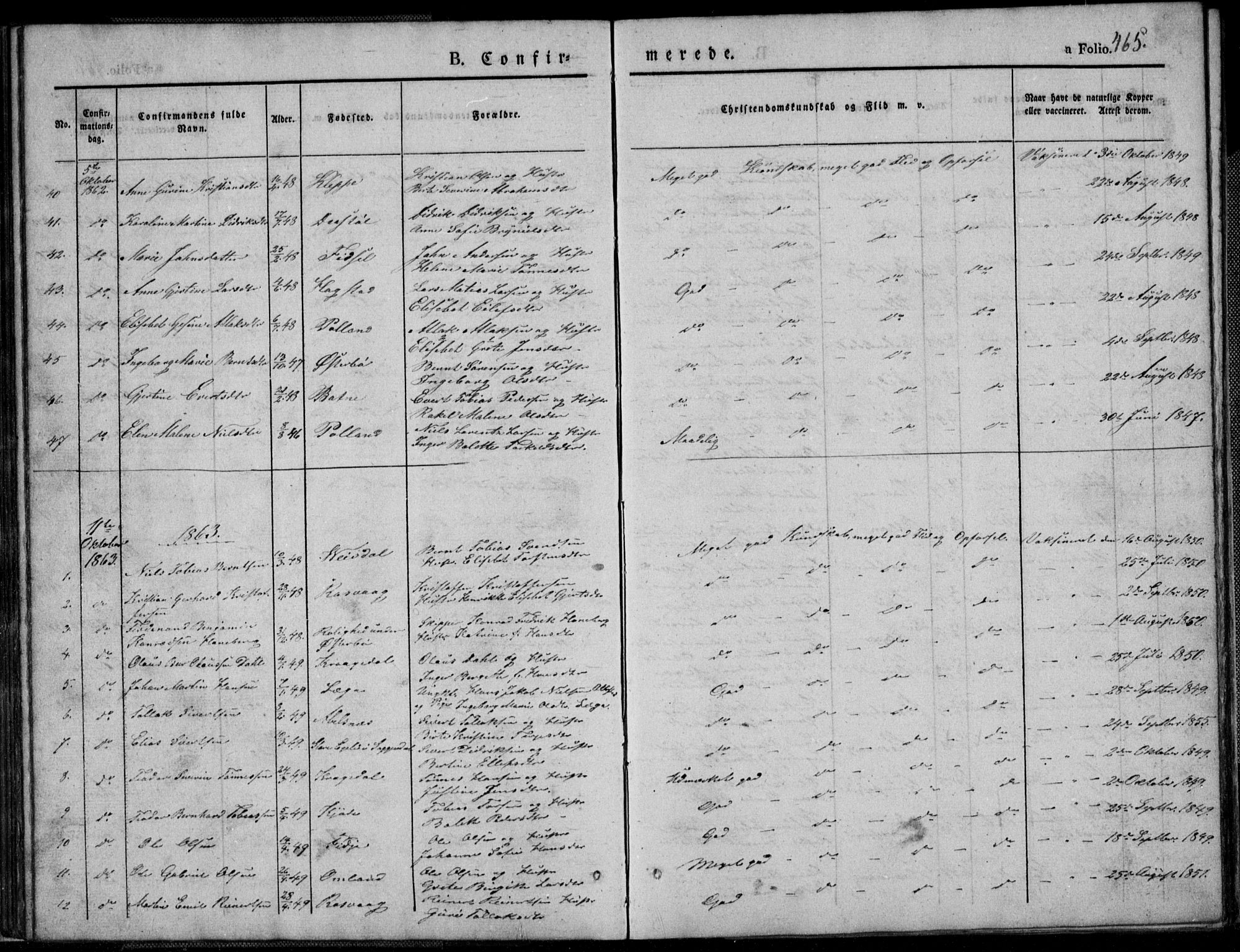 Flekkefjord sokneprestkontor, SAK/1111-0012/F/Fb/Fbb/L0002: Parish register (copy) no. B 2b, 1831-1866, p. 465