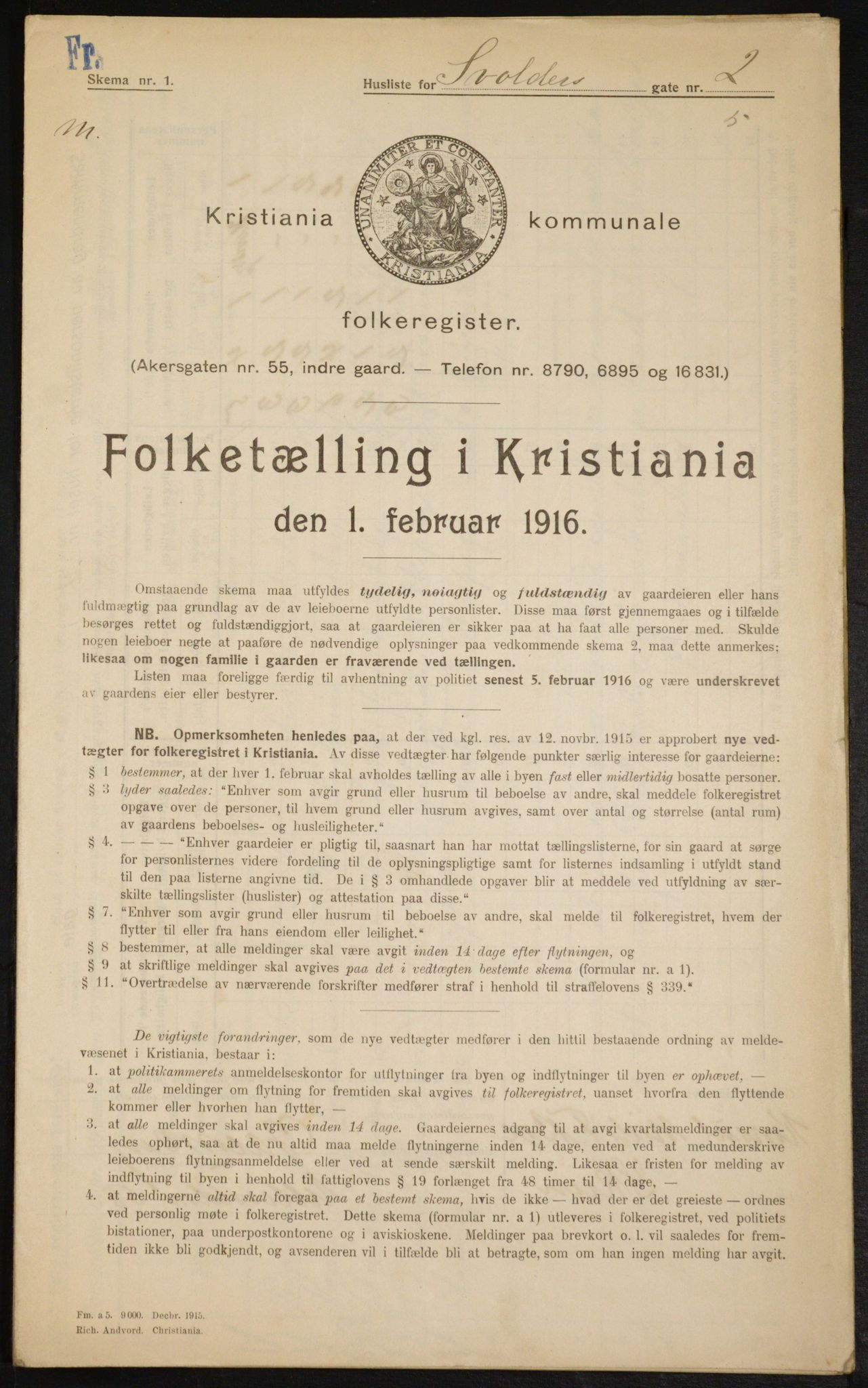 OBA, Municipal Census 1916 for Kristiania, 1916, p. 109198