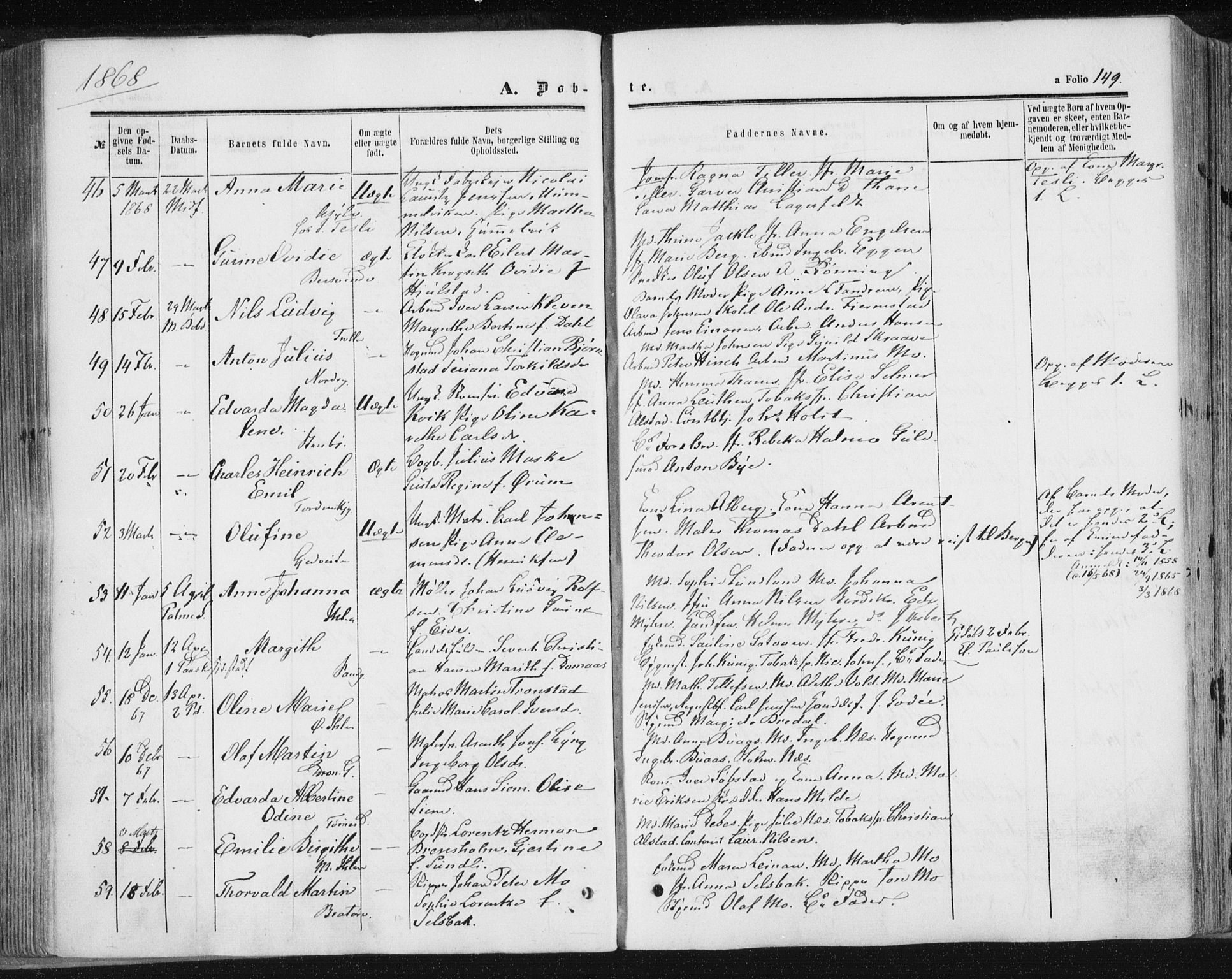 Ministerialprotokoller, klokkerbøker og fødselsregistre - Sør-Trøndelag, AV/SAT-A-1456/602/L0115: Parish register (official) no. 602A13, 1860-1872, p. 149