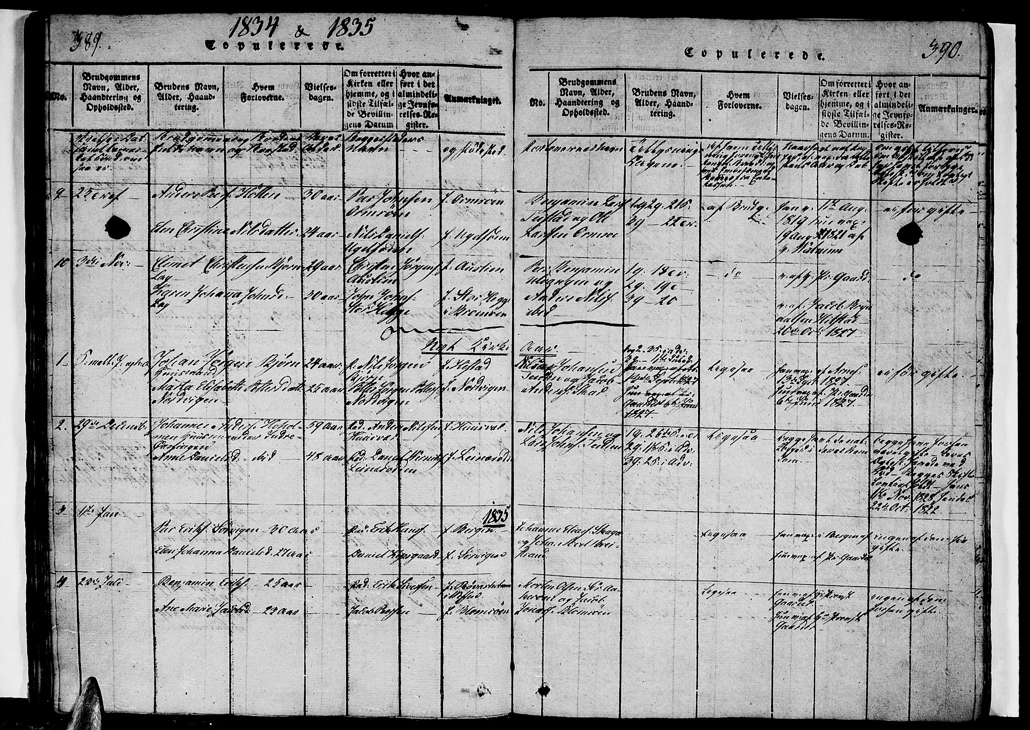 Ministerialprotokoller, klokkerbøker og fødselsregistre - Nordland, SAT/A-1459/834/L0510: Parish register (copy) no. 834C01, 1820-1847, p. 389-390