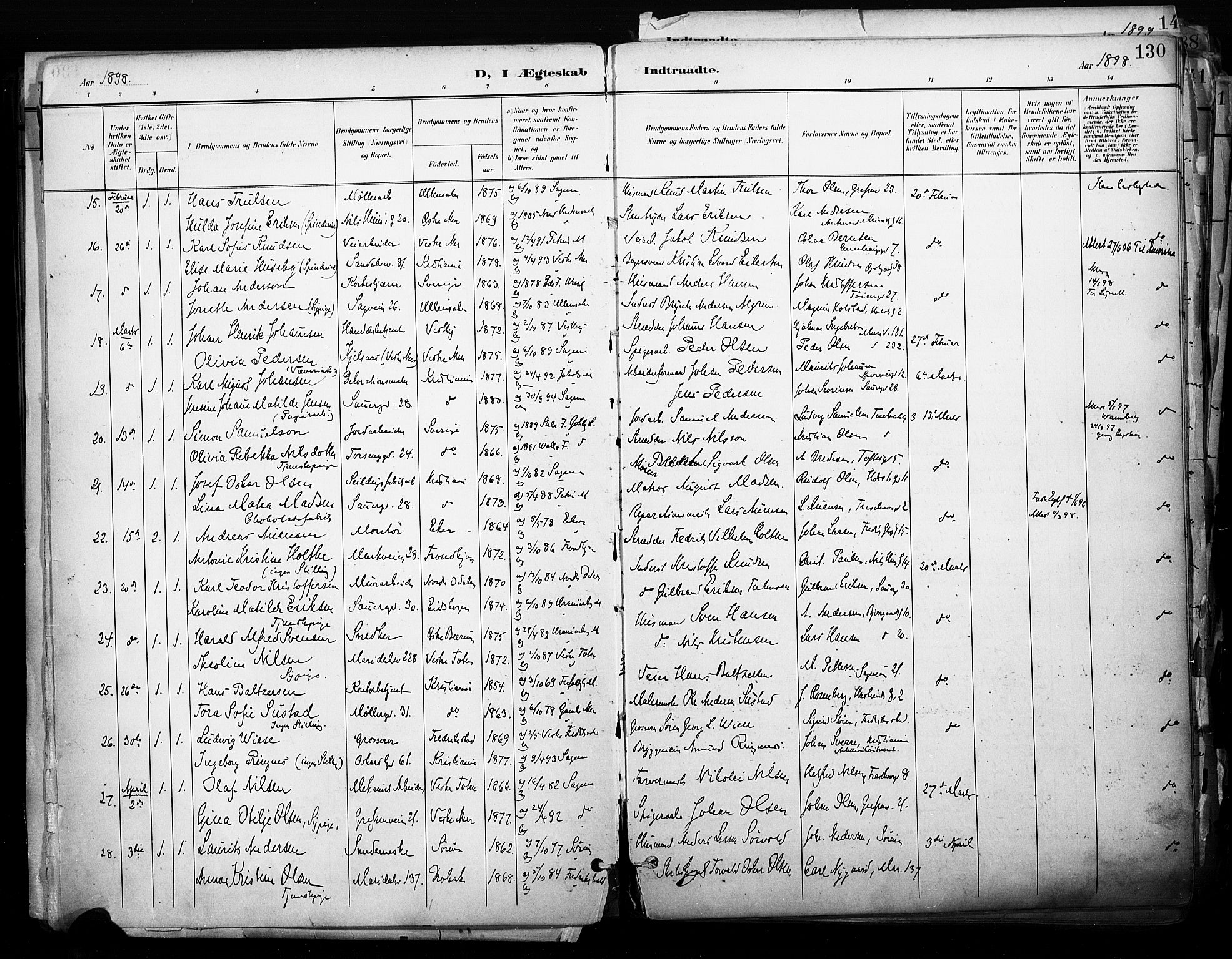 Sagene prestekontor Kirkebøker, SAO/A-10796/F/L0005: Parish register (official) no. 5, 1898-1911, p. 130