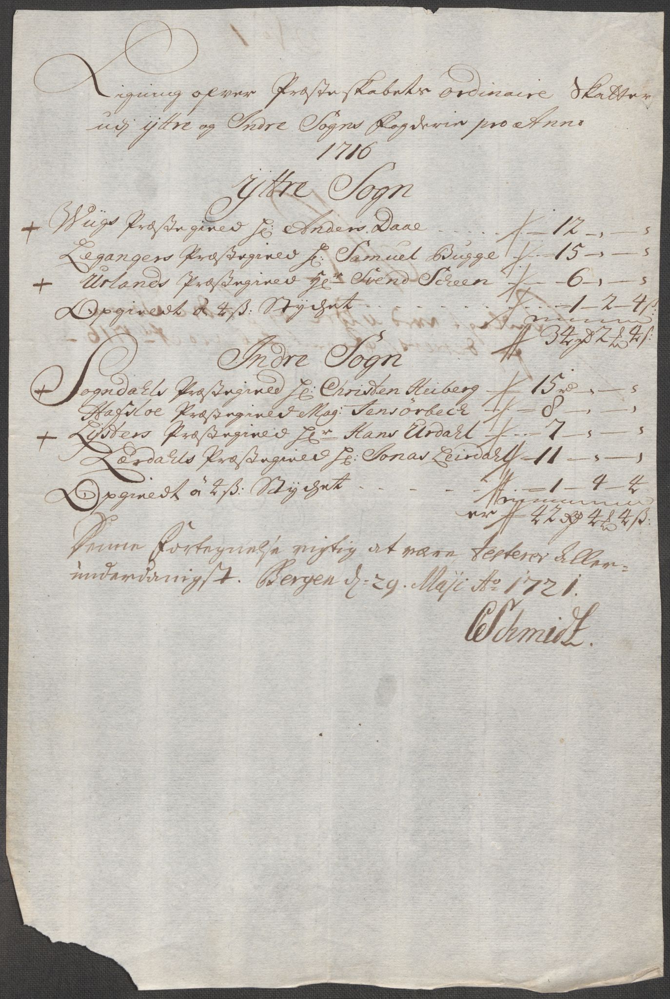 Rentekammeret inntil 1814, Reviderte regnskaper, Fogderegnskap, RA/EA-4092/R52/L3320: Fogderegnskap Sogn, 1715-1716, p. 380