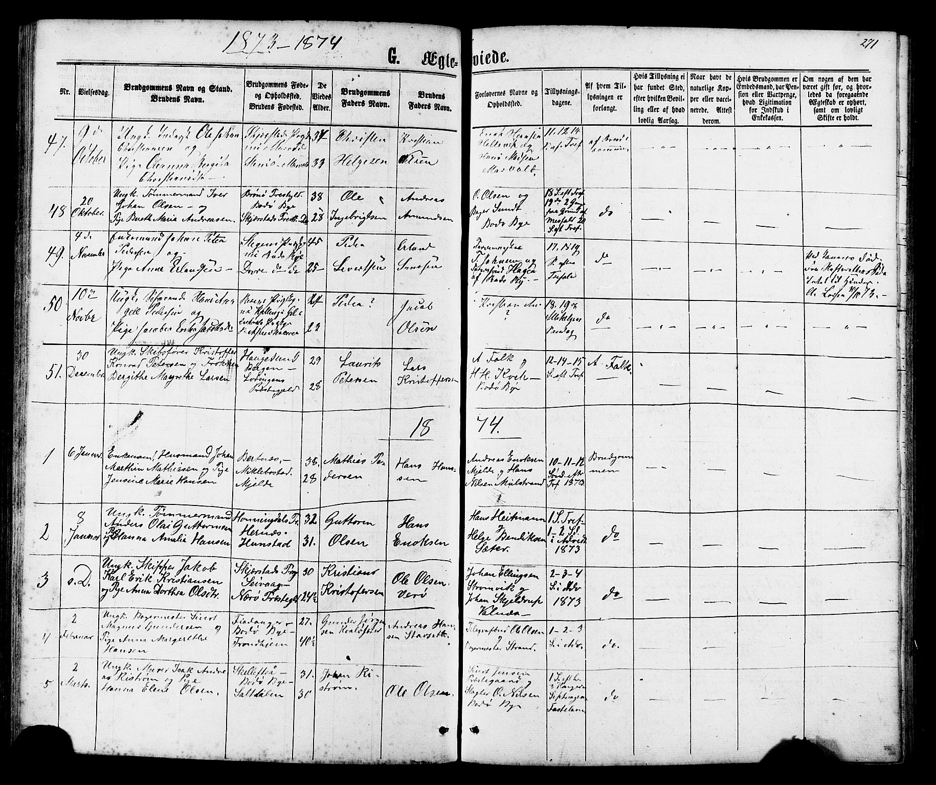 Ministerialprotokoller, klokkerbøker og fødselsregistre - Nordland, SAT/A-1459/801/L0029: Parish register (copy) no. 801C04, 1868-1878, p. 271