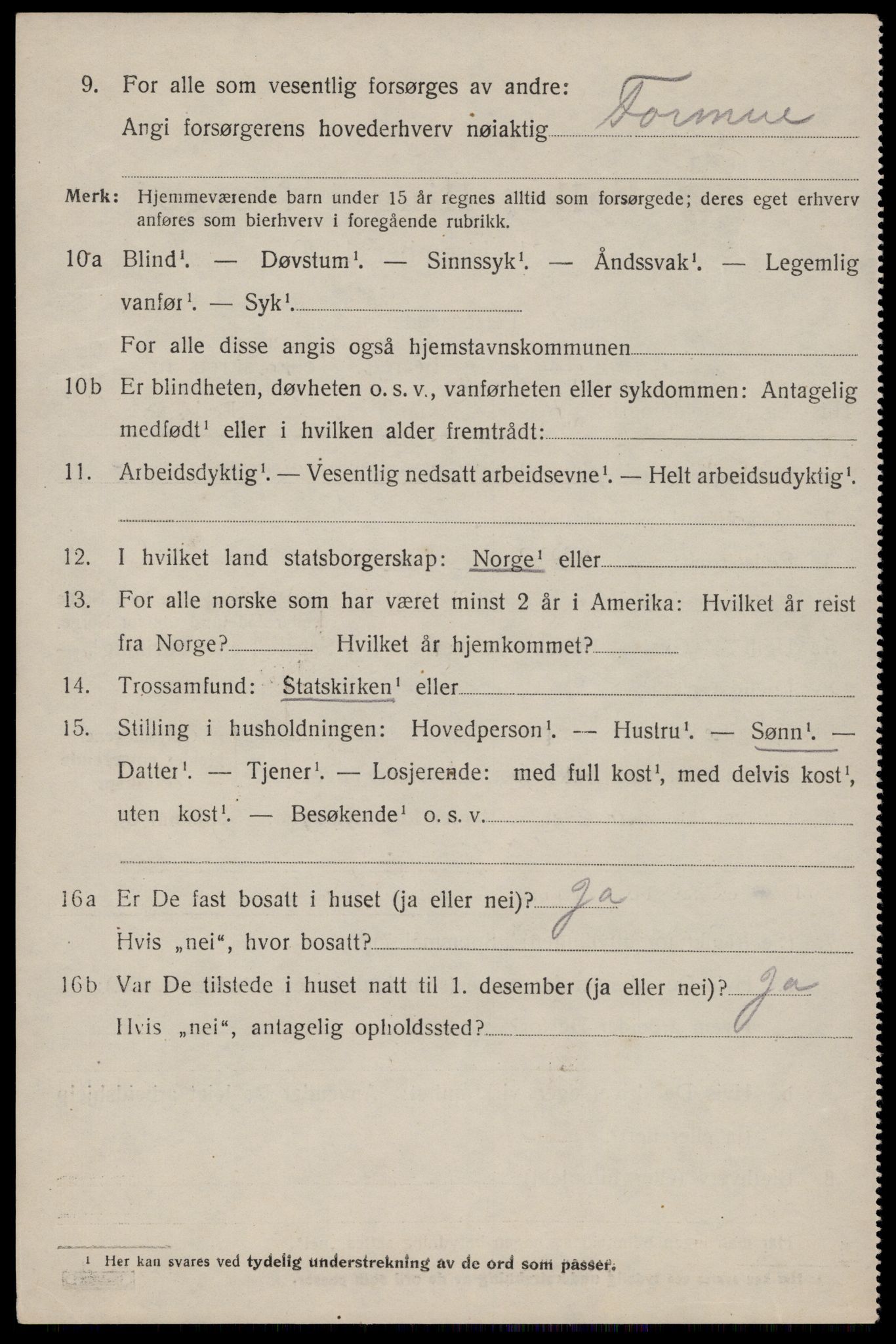 SAST, 1920 census for Sokndal, 1920, p. 2090