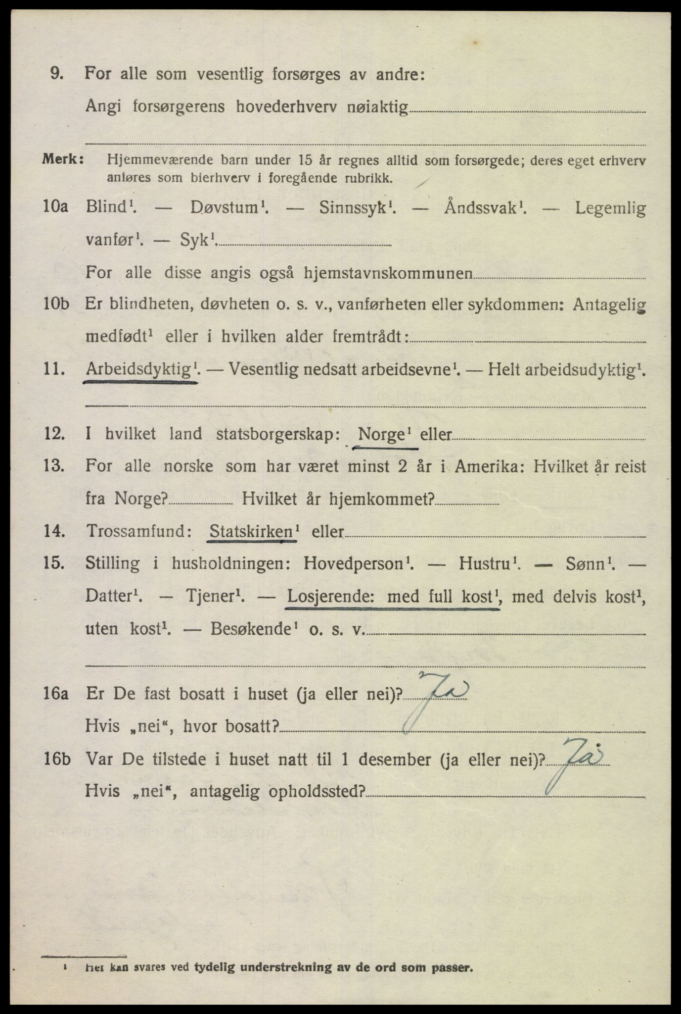 SAK, 1920 census for Oddernes, 1920, p. 6442