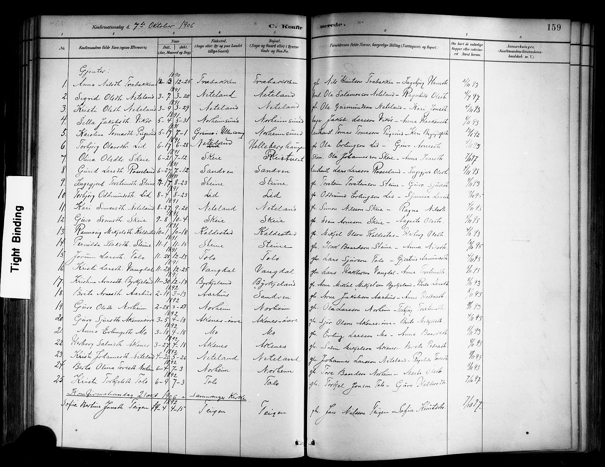 Kvam sokneprestembete, SAB/A-76201/H/Hab: Parish register (copy) no. B 3, 1884-1916, p. 159