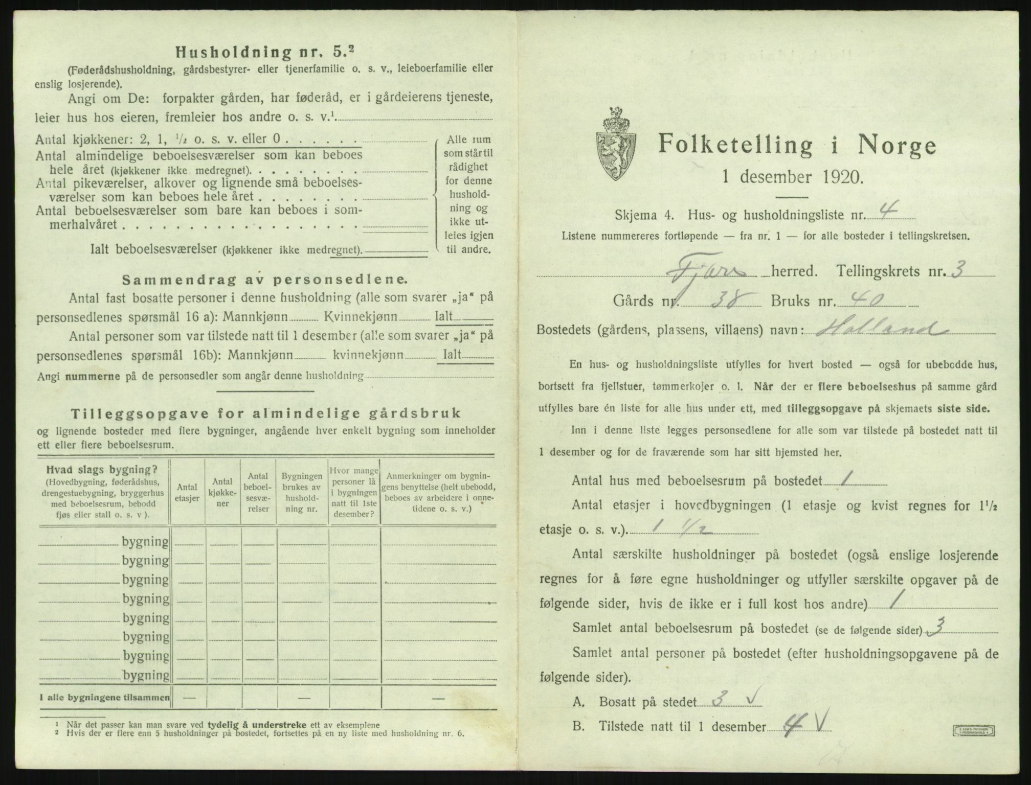 SAK, 1920 census for Fjære, 1920, p. 509