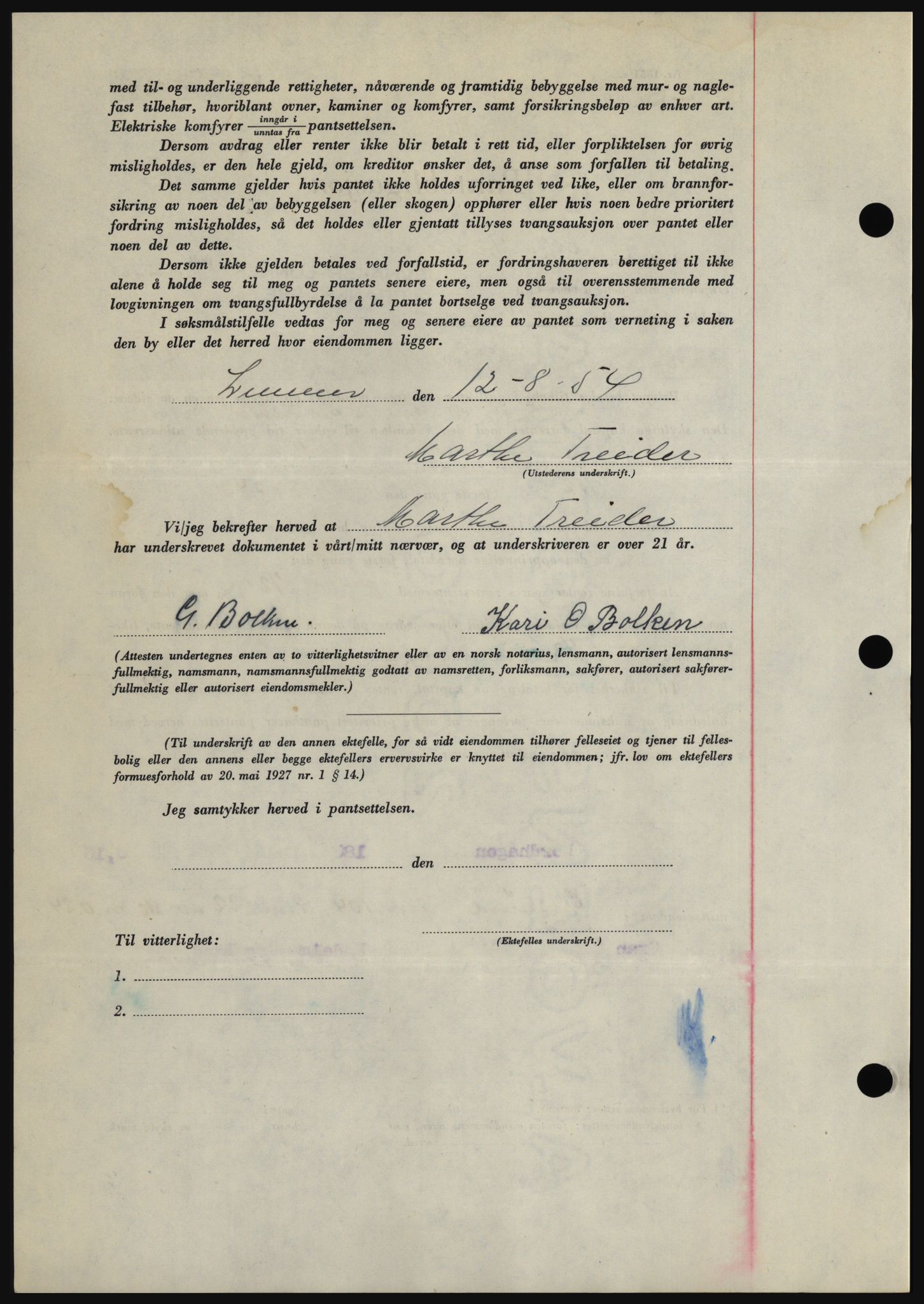 Hadeland og Land tingrett, AV/SAH-TING-010/H/Hb/Hbc/L0030: Mortgage book no. B30, 1954-1954, Diary no: : 2905/1954