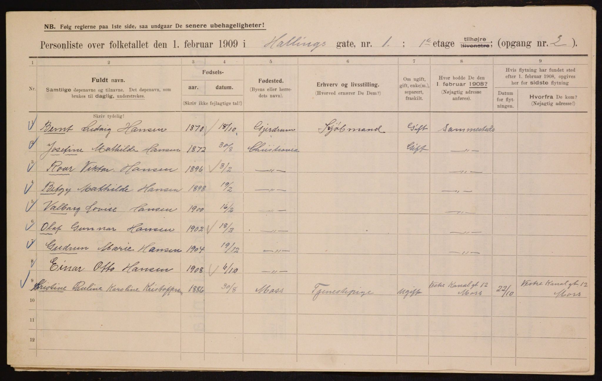 OBA, Municipal Census 1909 for Kristiania, 1909, p. 30896