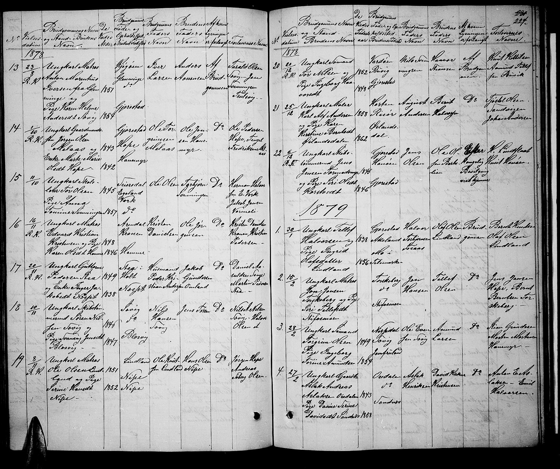 Søndeled sokneprestkontor, AV/SAK-1111-0038/F/Fb/L0004: Parish register (copy) no. B 4, 1857-1884, p. 224